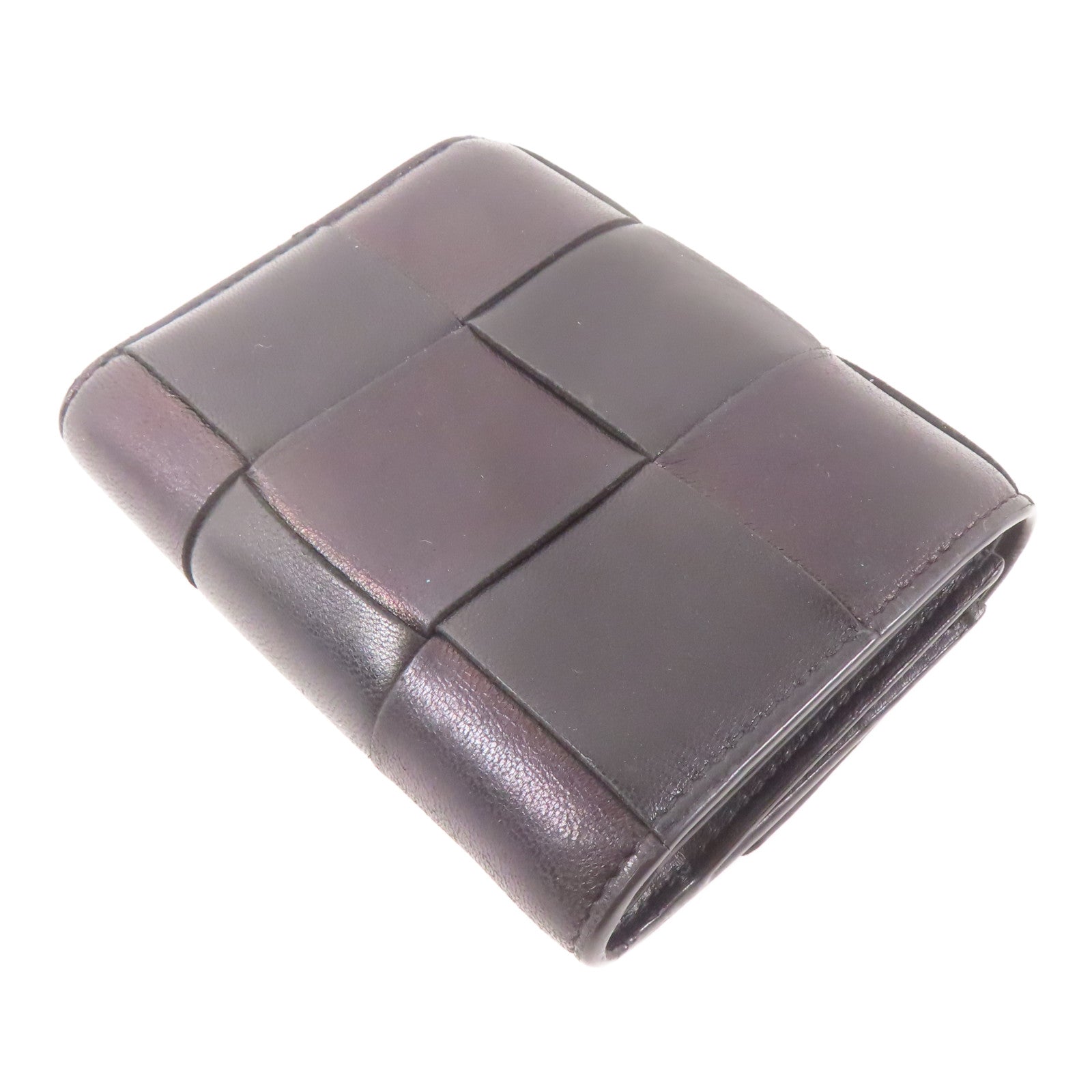 BOTTEGA VENETA 羊皮皮革Fold Wallet金扣錢包黑色/啡色