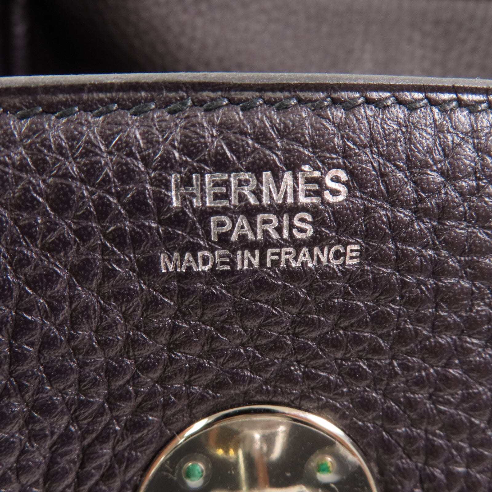 HERMES Clemence皮革Lindy 30銀扣肩背袋Raisin