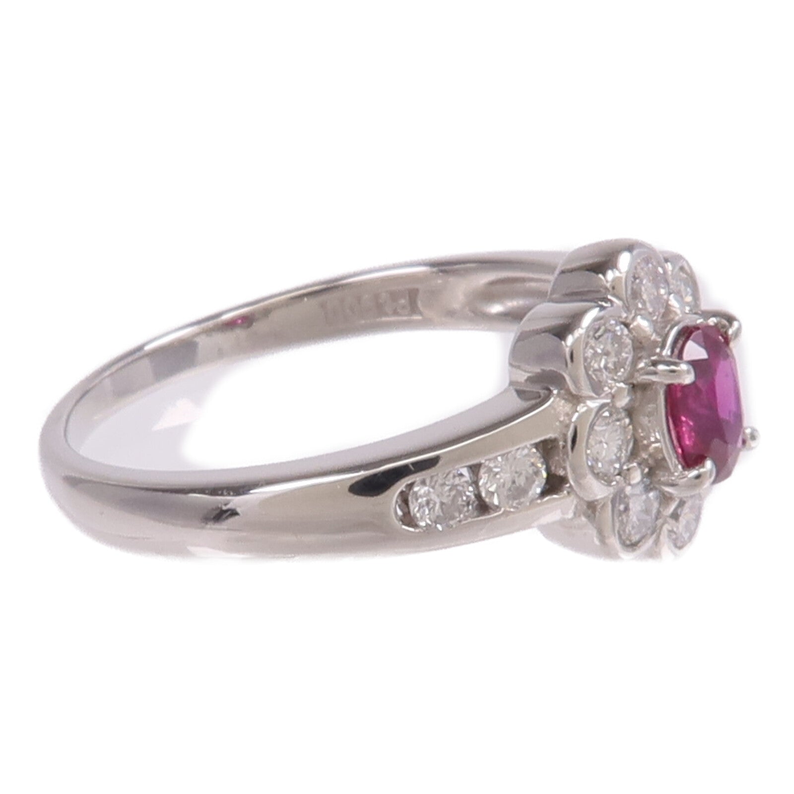 JEWELRY 【激減優惠】PT900鉑金Ruby Diamond Ring紅寶石/鑽石戒指US#7.25