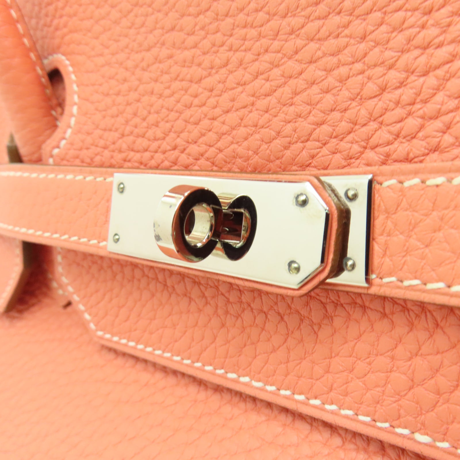 HERMES 【清倉大減價】Taurillon Clemence皮革Birkin 40銀扣手挽袋龍蝦粉色