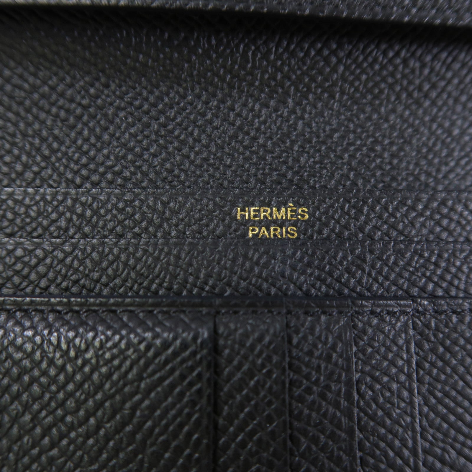 HERMES Epsom皮革Bearn Compact金扣錢包Noir