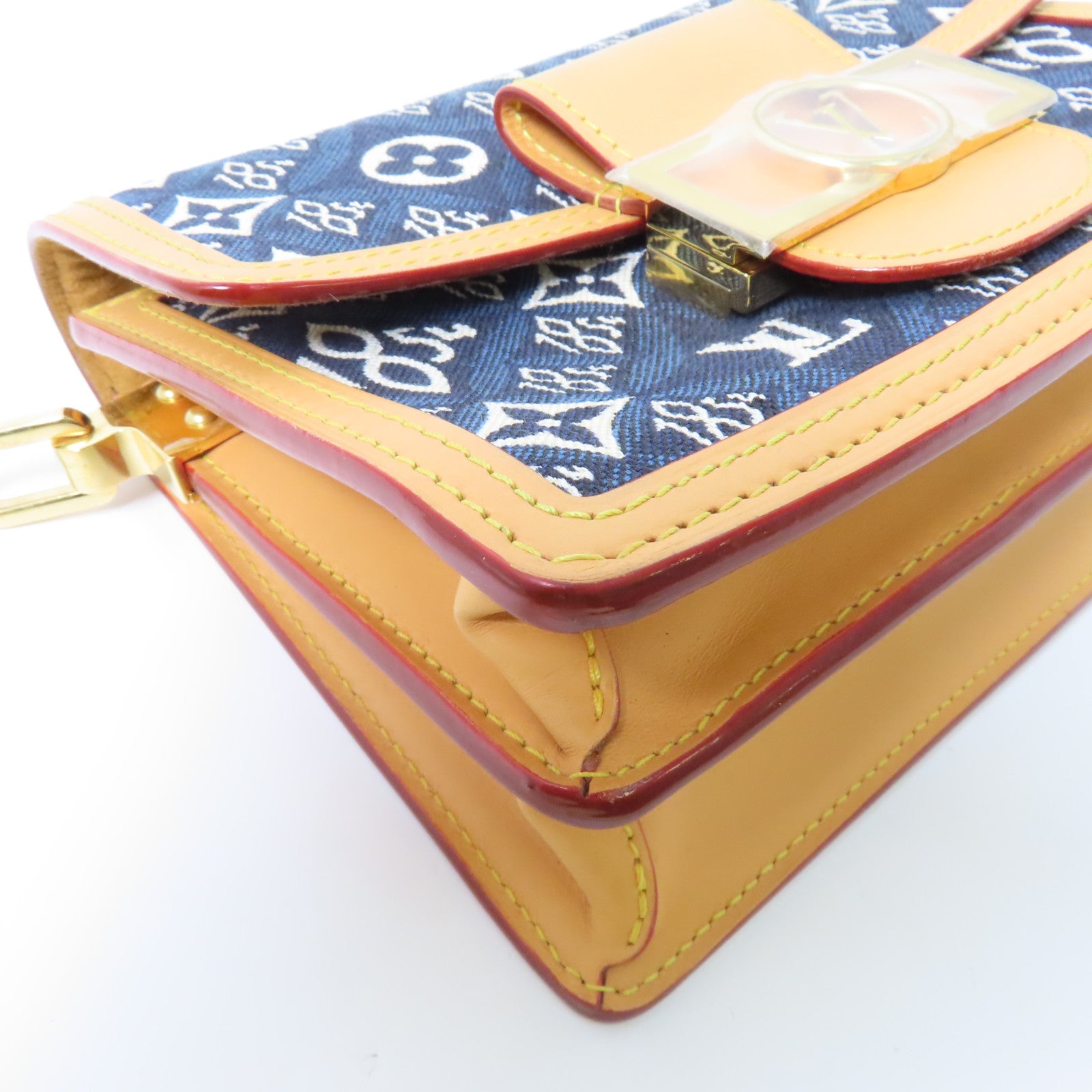 LOUIS VUITTON Monogram Jacquard Since 1854 Dauphine Mini金扣肩背袋藍色/啡色