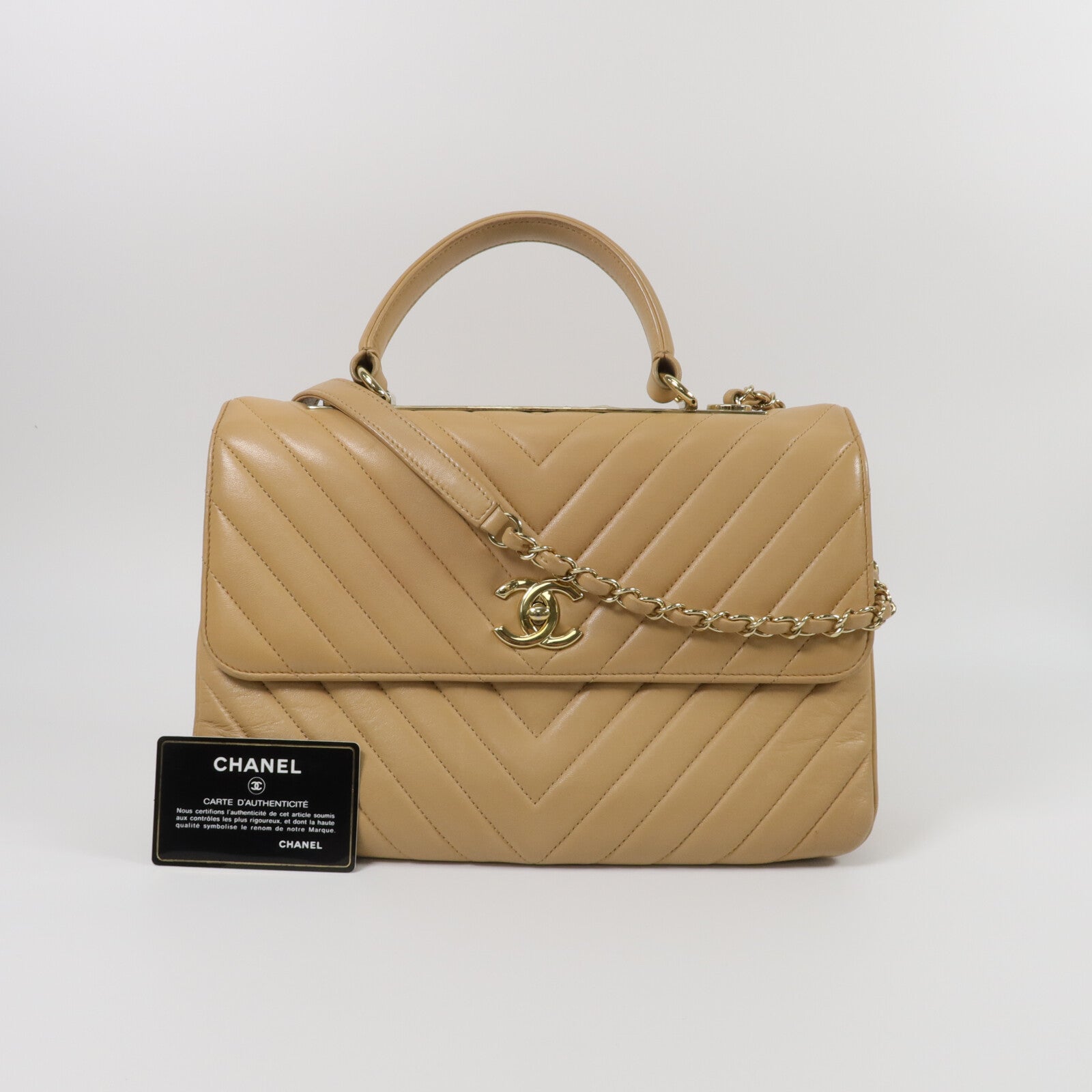 CHANEL 羊皮皮革Trendy CC鏈帶手挽肩背兩用袋