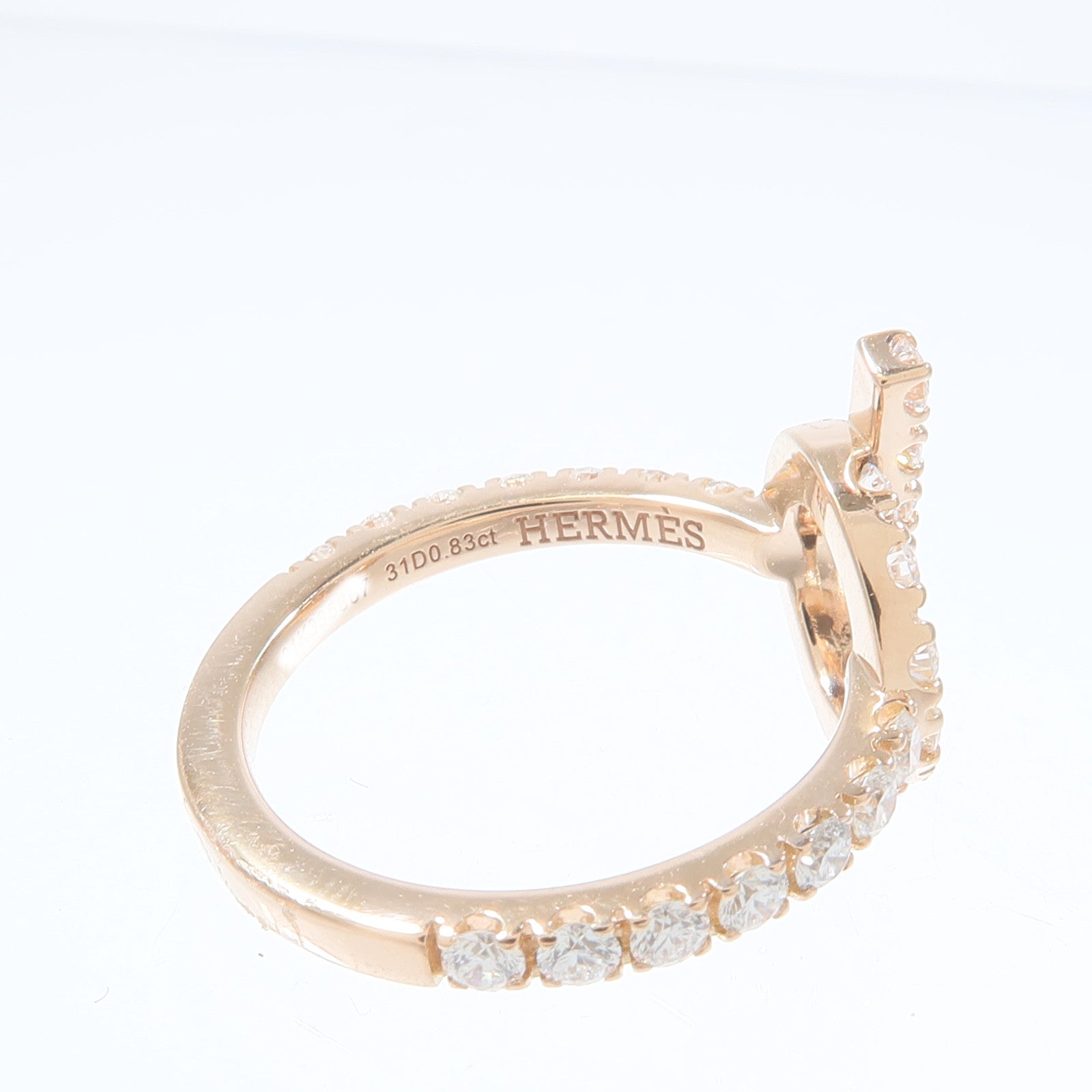 HERMES 18K玫瑰金Finesse Ring鑽石戒指