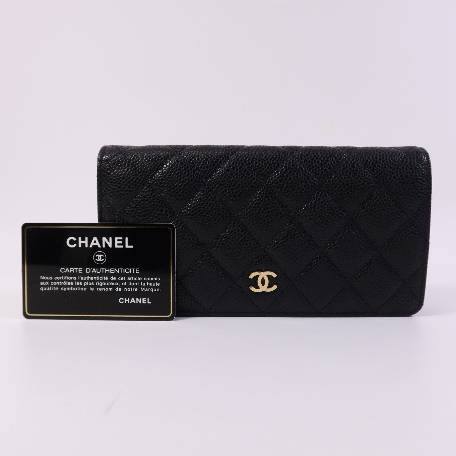 CHANEL 牛皮皮革Wallet金扣長錢包