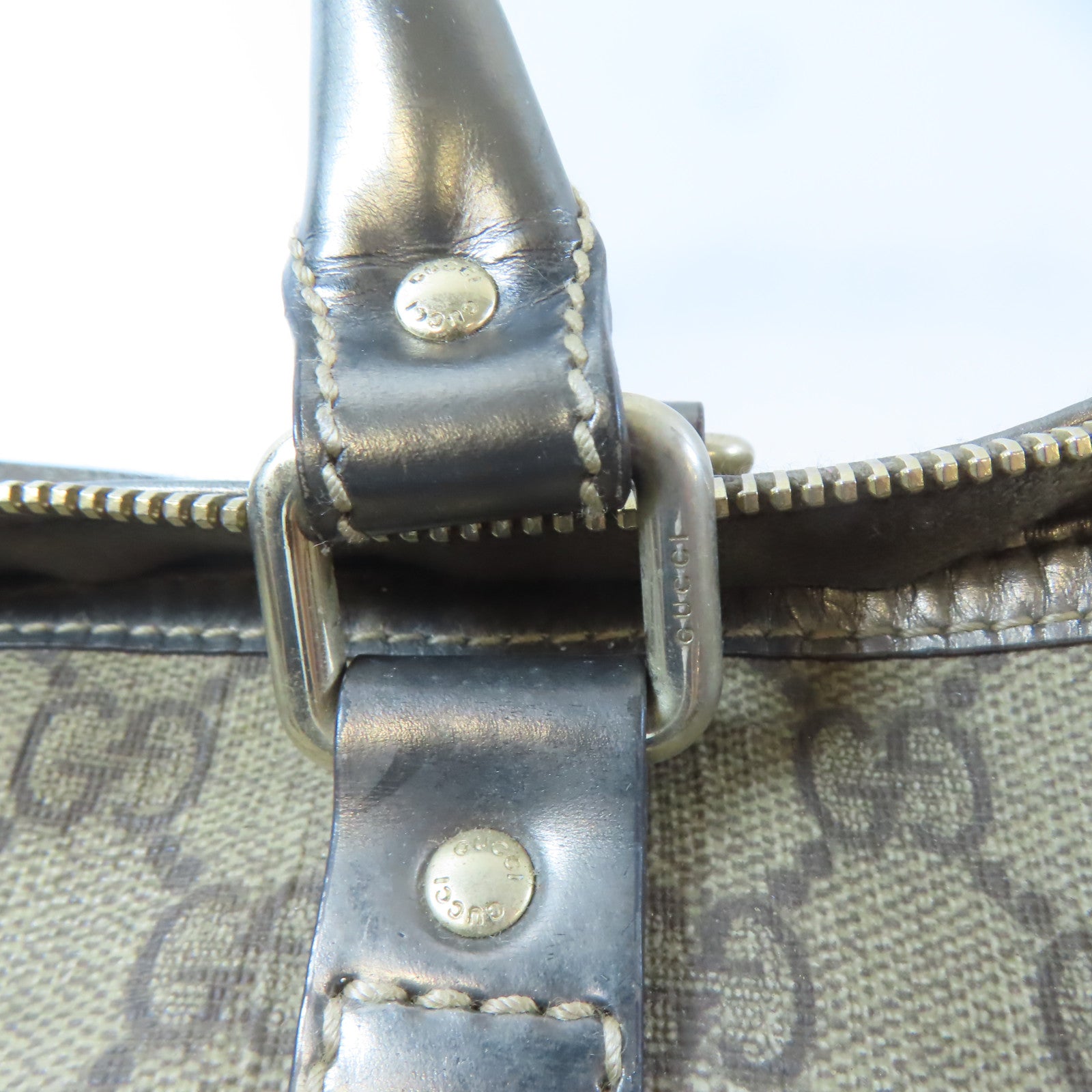 GUCCI GG GHW Boston Bag Hand Bag 193603 Coated Canvas Brown