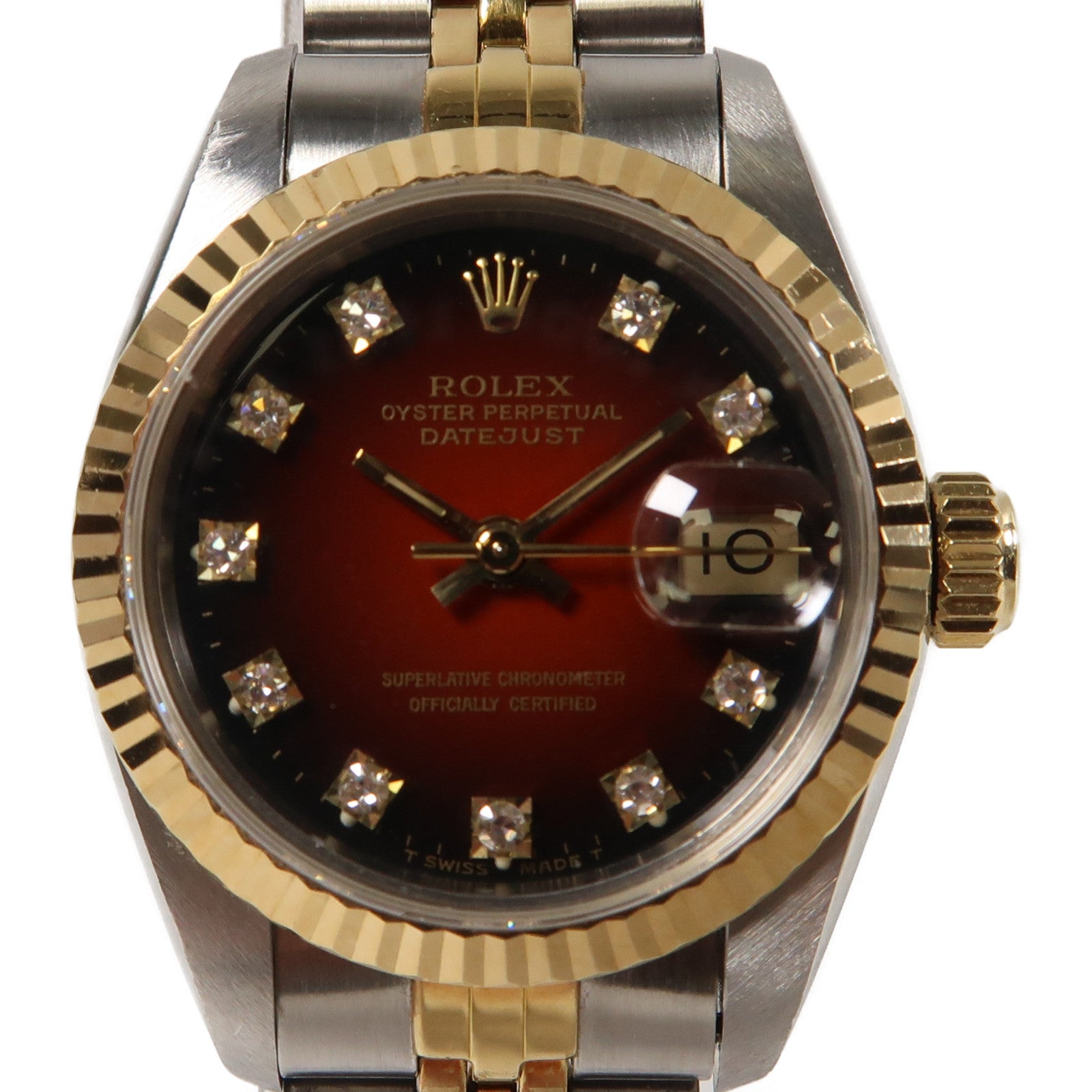 ROLEX 【激減優惠】Datejust 26mm 18K黃金/不鏽鋼自動機芯手錶紅色