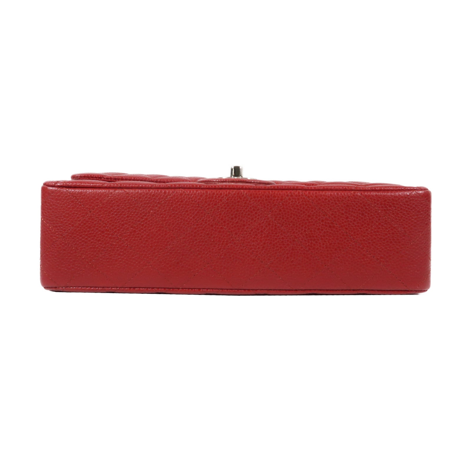 CHANEL 菱格Caviar皮革Classic Flap 25銀扣鏈帶肩背袋紅色