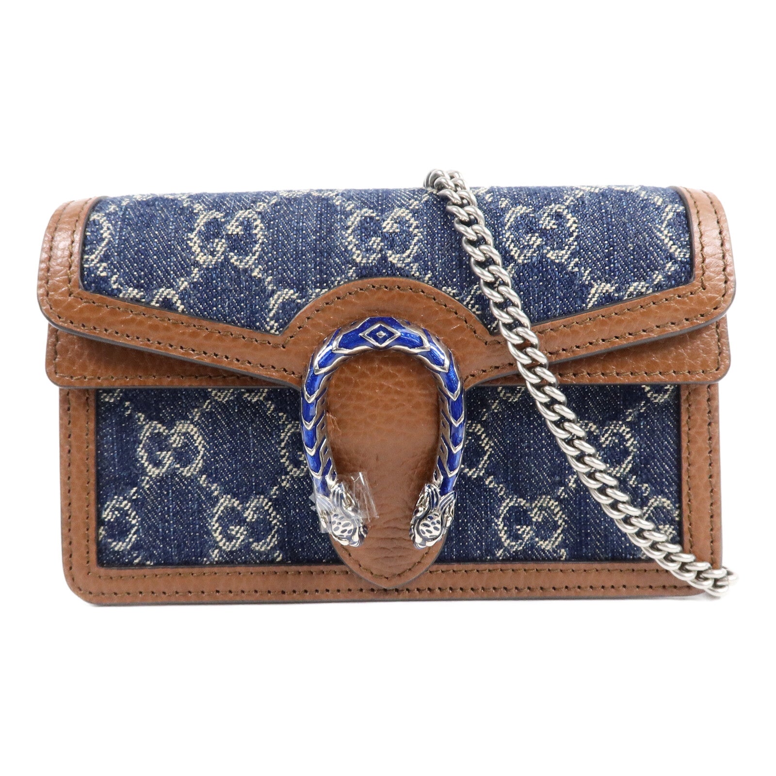GUCCI 牛仔布Dionysus Super Mini鏈帶肩背袋