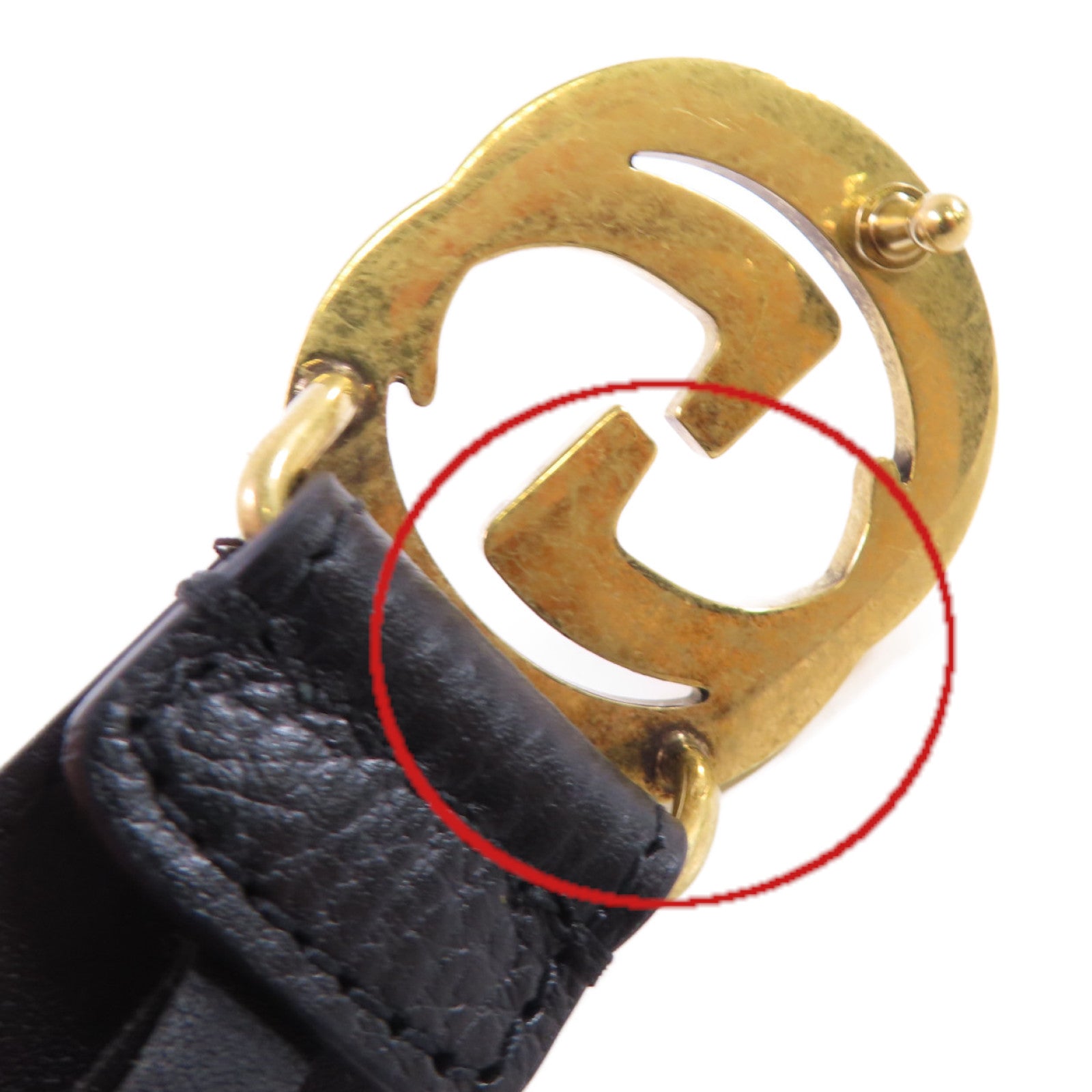 GUCCI 金屬/牛皮皮革GG Belt金扣皮帶黑色