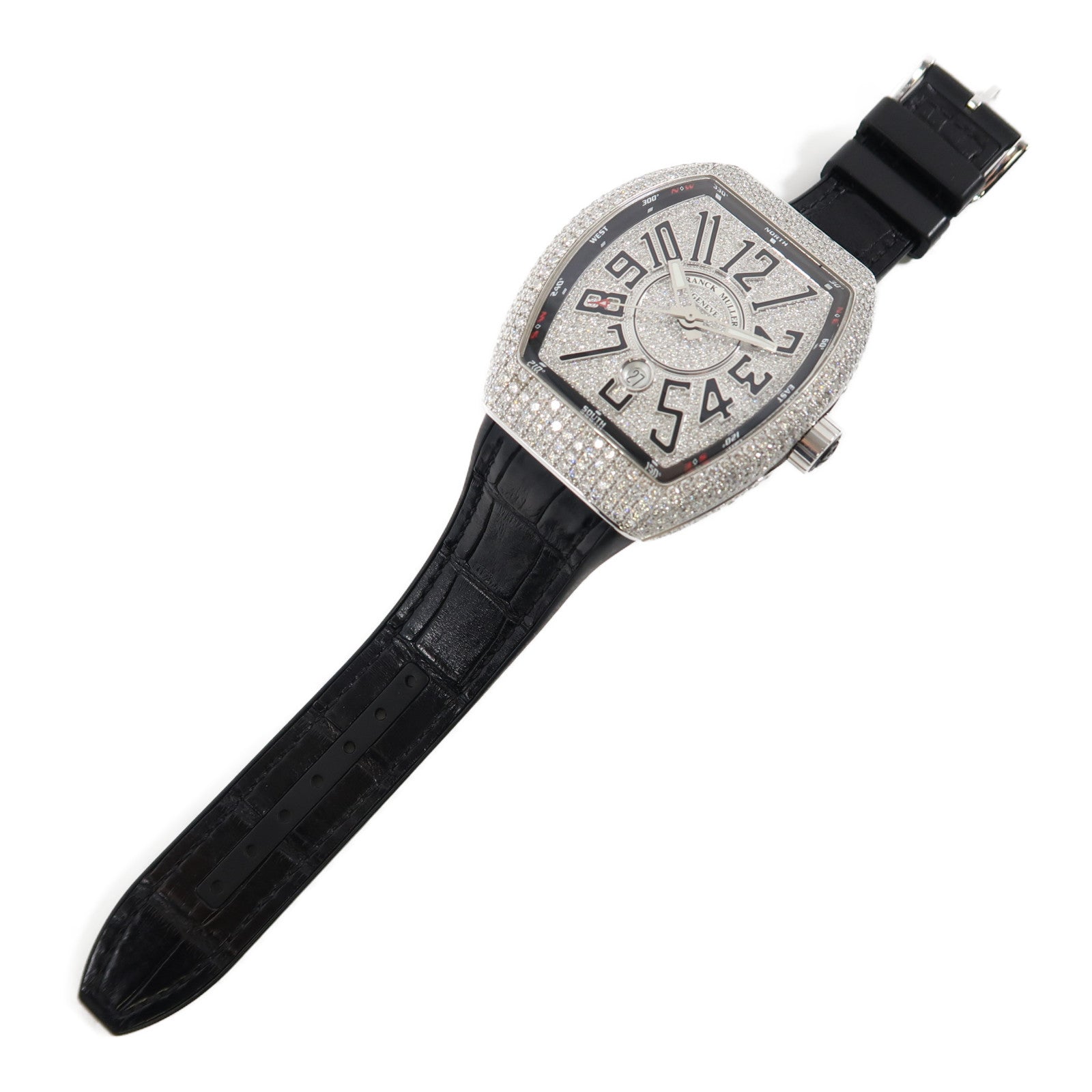 FRANCK MULLER Vanguard Diamond 18K白金/橡膠帶手錶自動機芯銀色