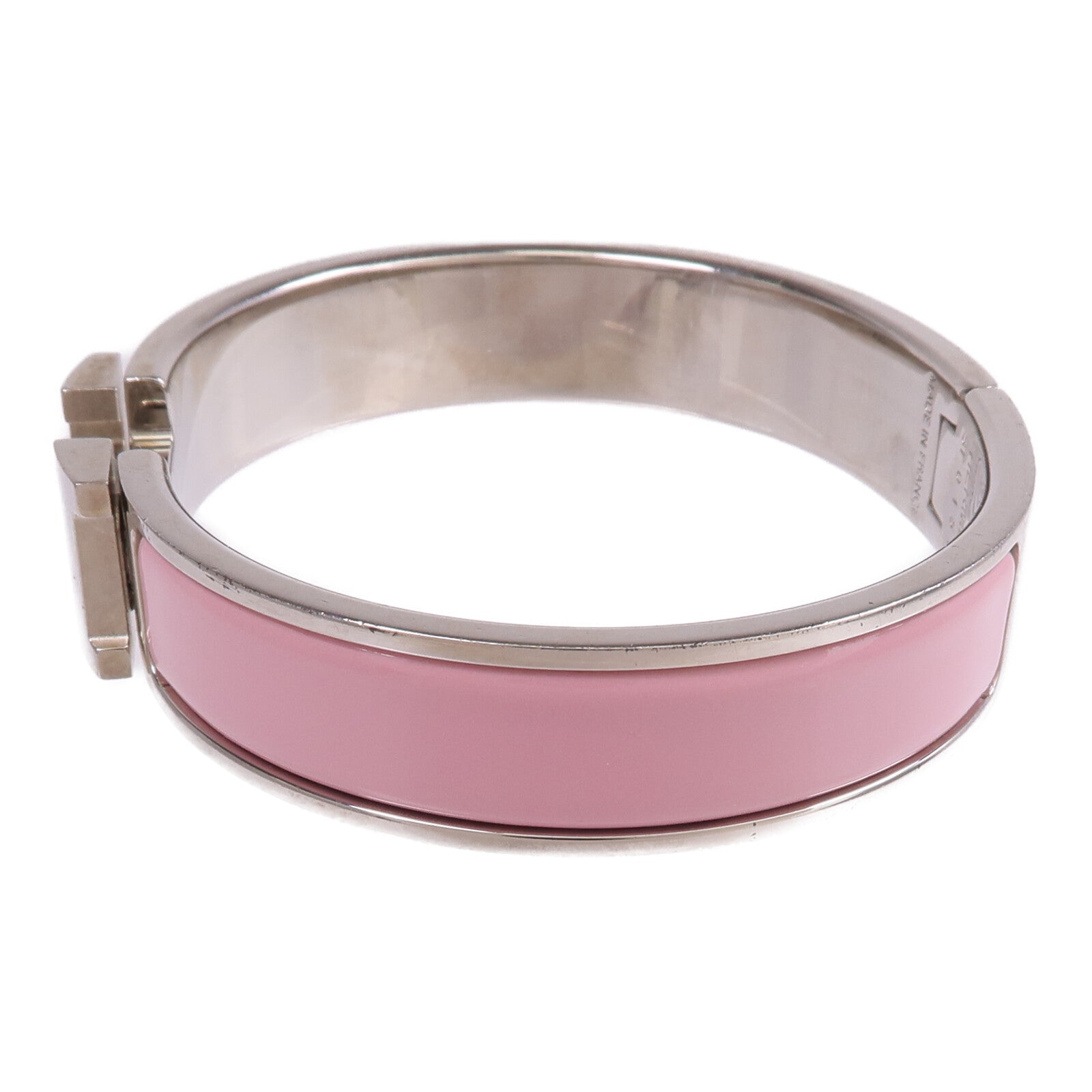 HERMES 金屬/琺瑯Clic H Bracelet銀扣手鐲