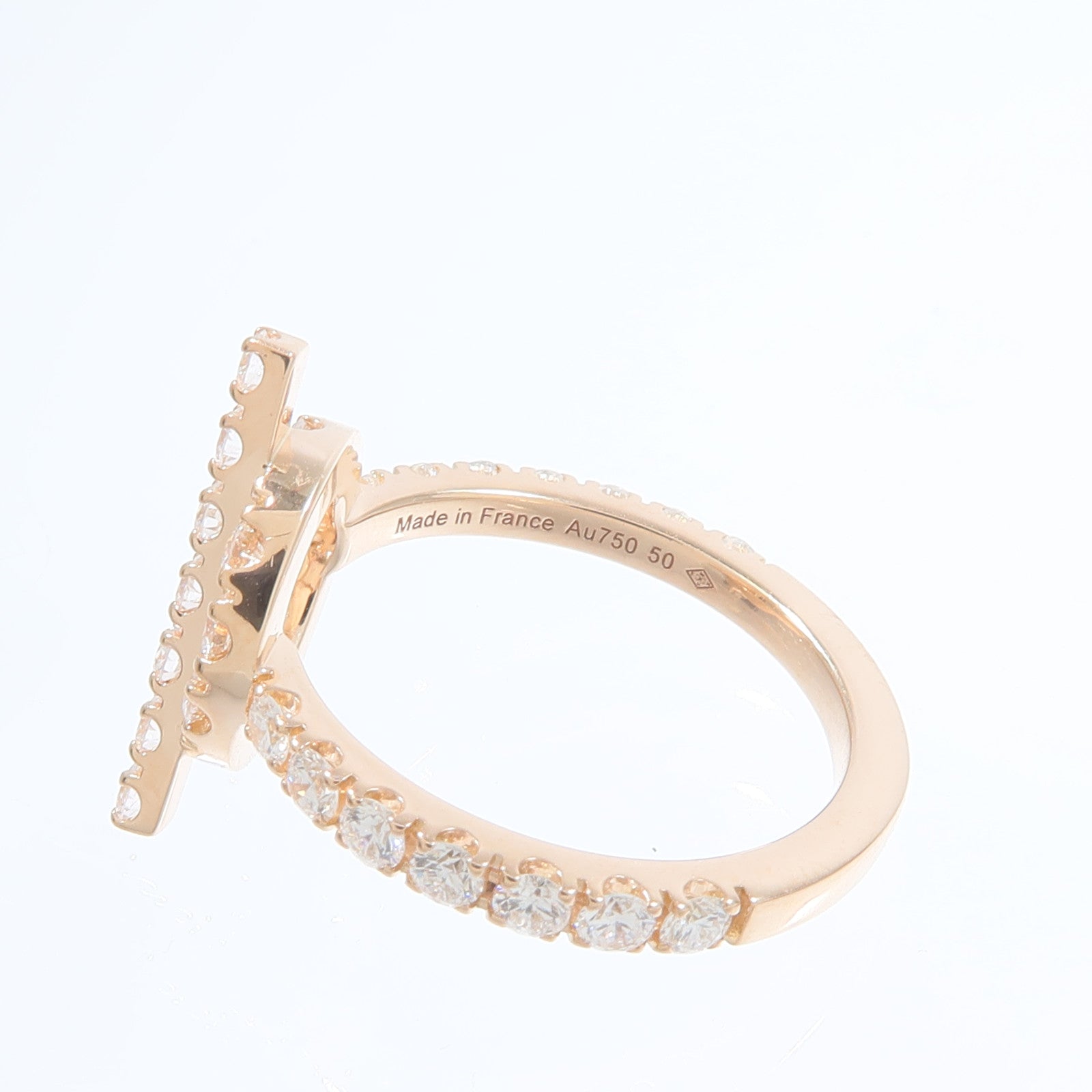 HERMES 18K玫瑰金Finesse Ring鑽石戒指