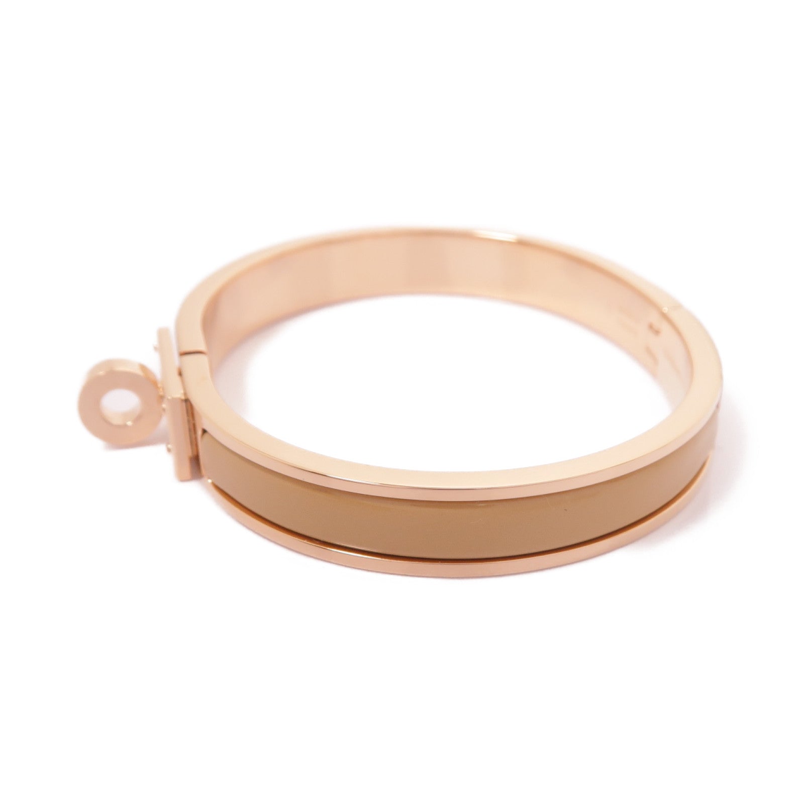 HERMES 琺瑯/金屬Mini Clic手鐲Chai米色