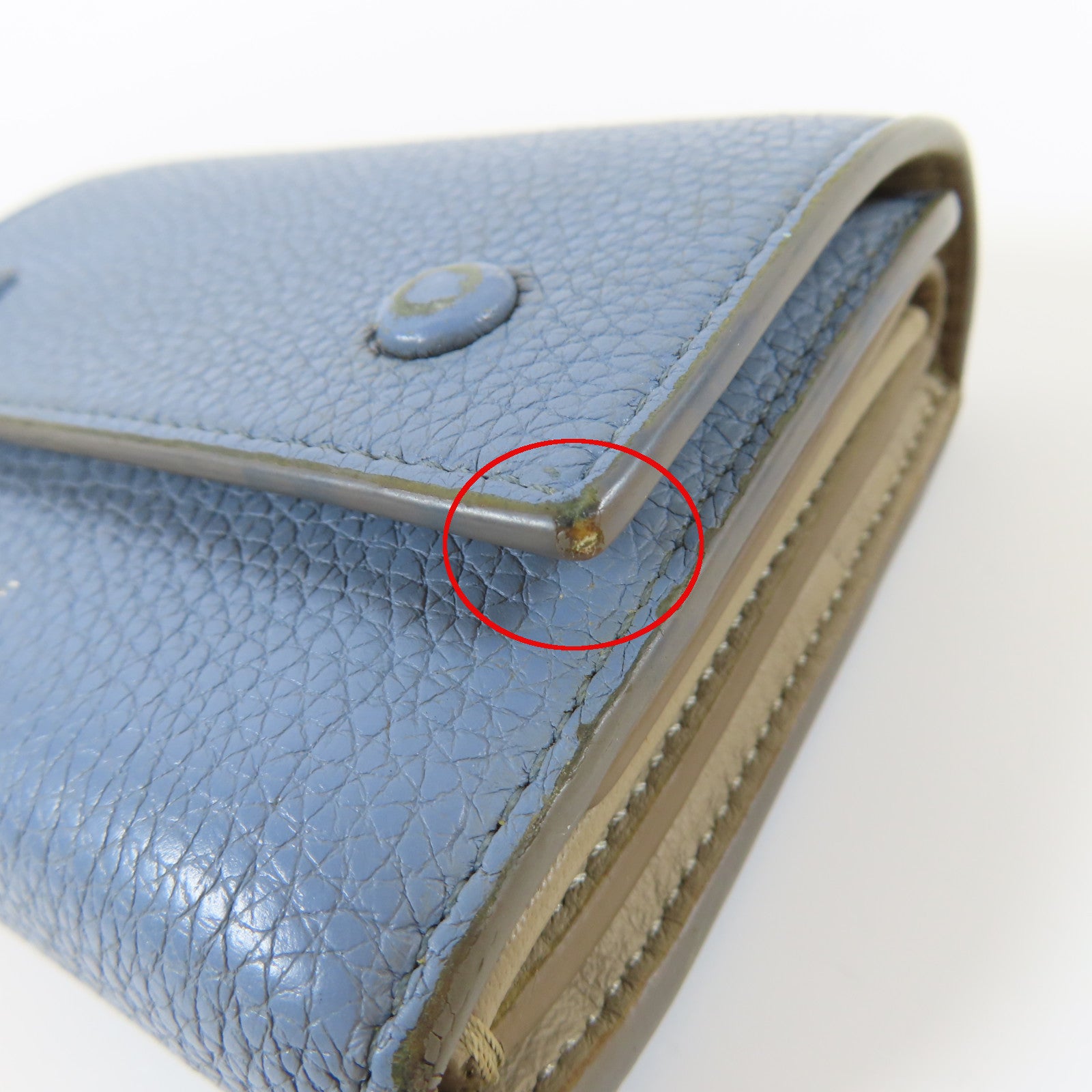 CELINE 牛皮皮革Small Wallet銀扣錢包淺藍色
