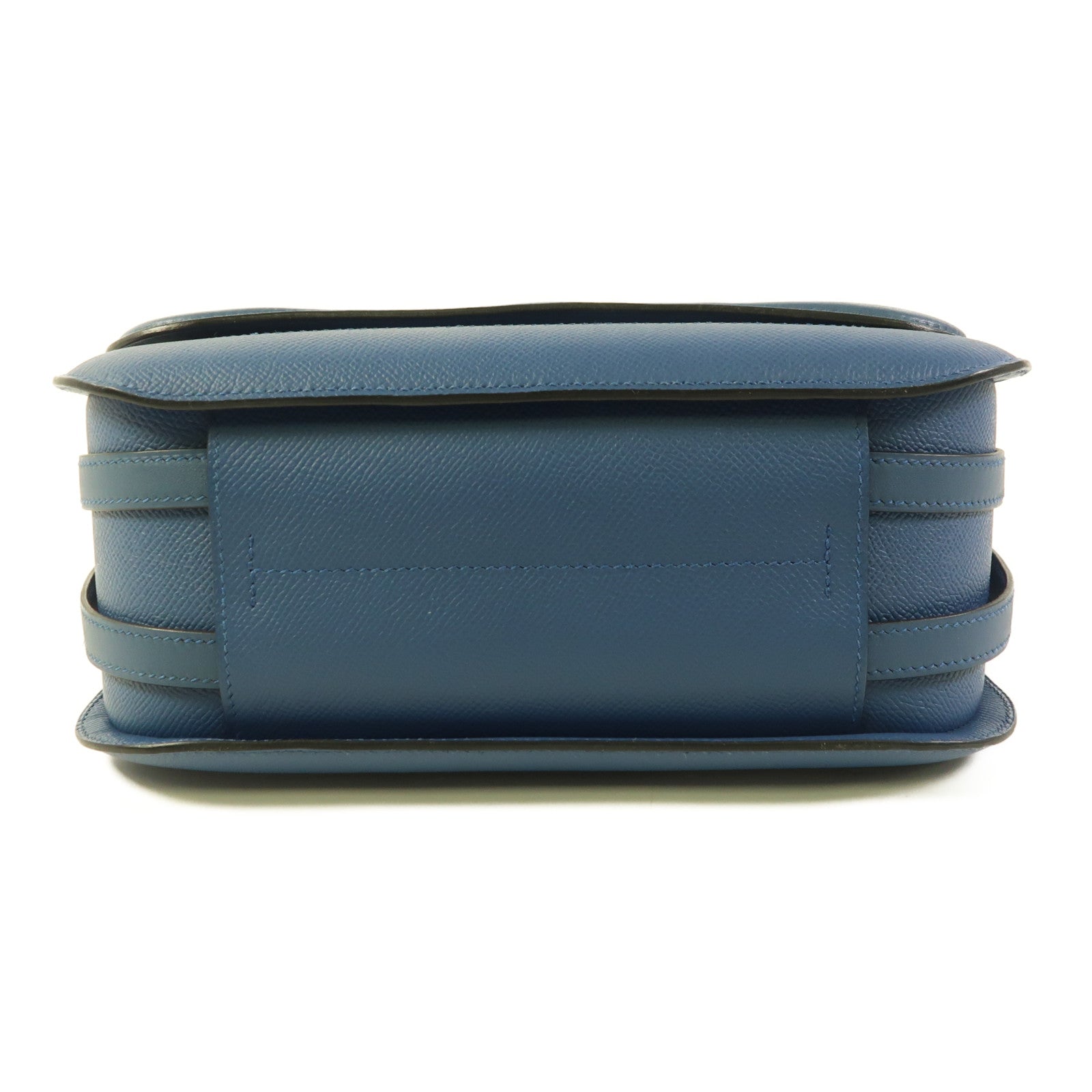 HERMES PHW Harnais Shoulder Bag Veau Epsom Swift Leather Colvert Blue