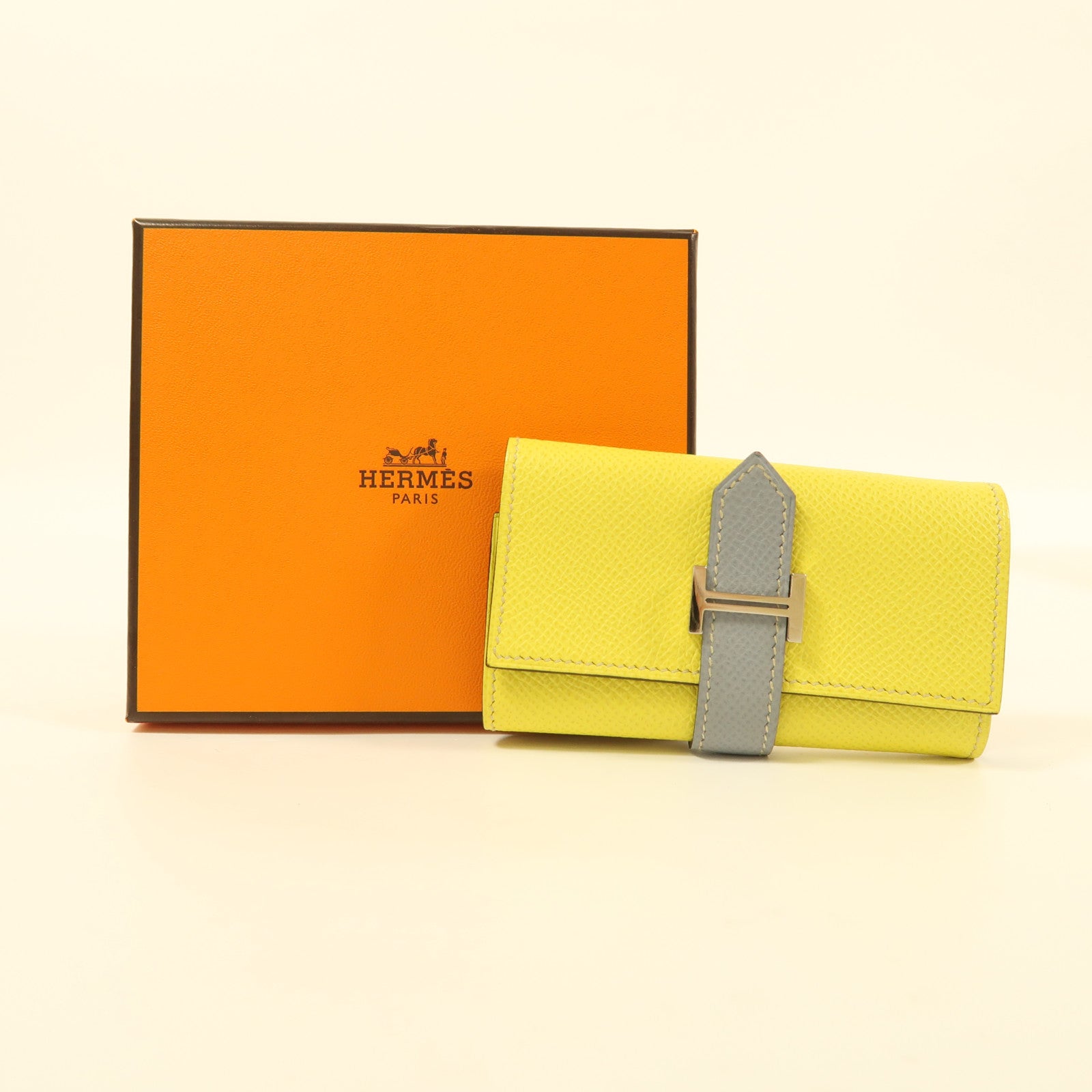 HERMES Epsom皮革Bearn Key Holder銀扣鎖匙包Lime