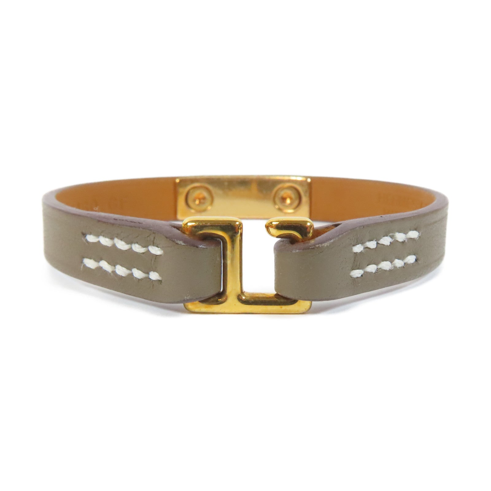 HERMES Swift皮革Rivale Mini Bracelet手鐲Etoupe/灰色