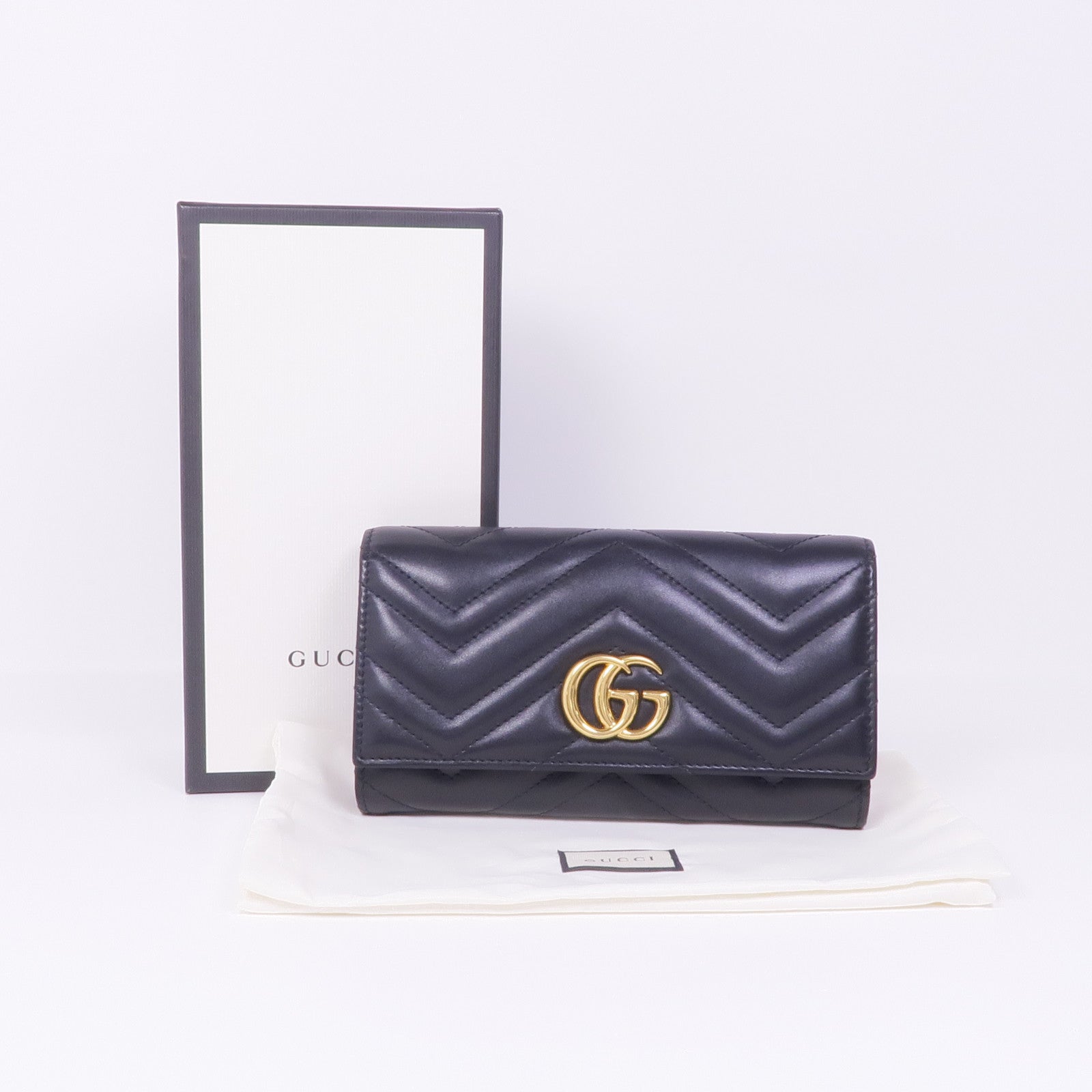 GUCCI 牛皮皮革Marmont Long Wallet金扣長錢包