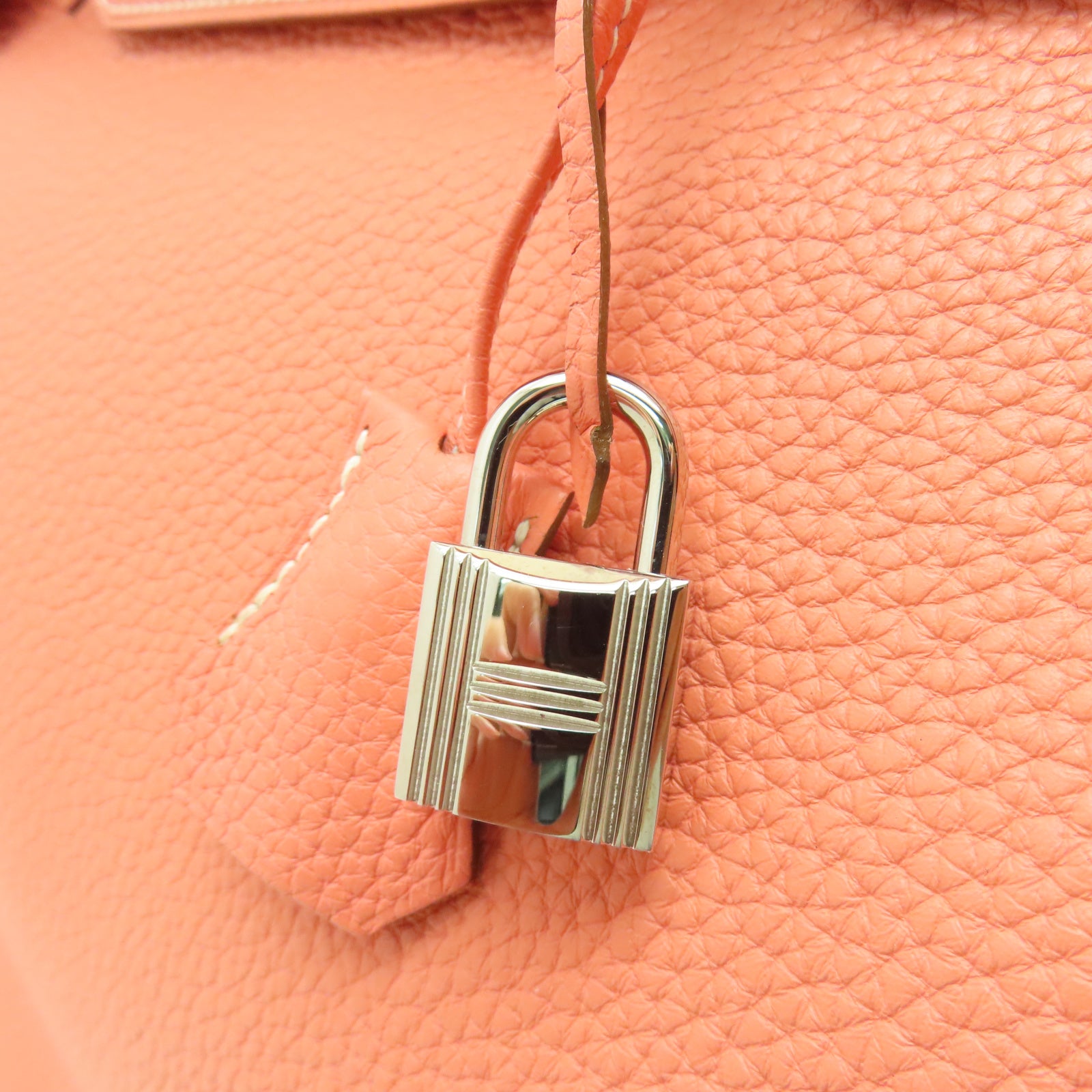 HERMES 【清倉大減價】Taurillon Clemence皮革Birkin 40銀扣手挽袋龍蝦粉色