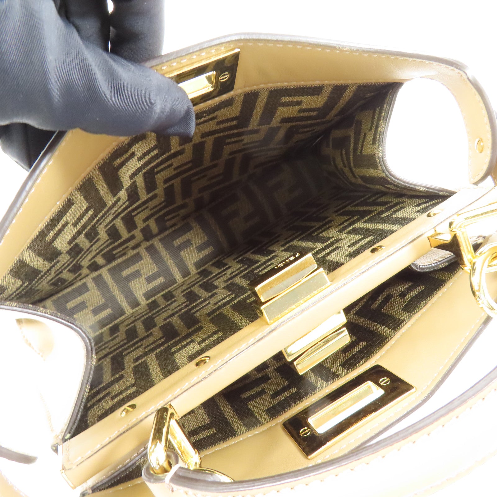 FENDI 牛皮皮革Peekaboo金扣手挽肩背兩用袋