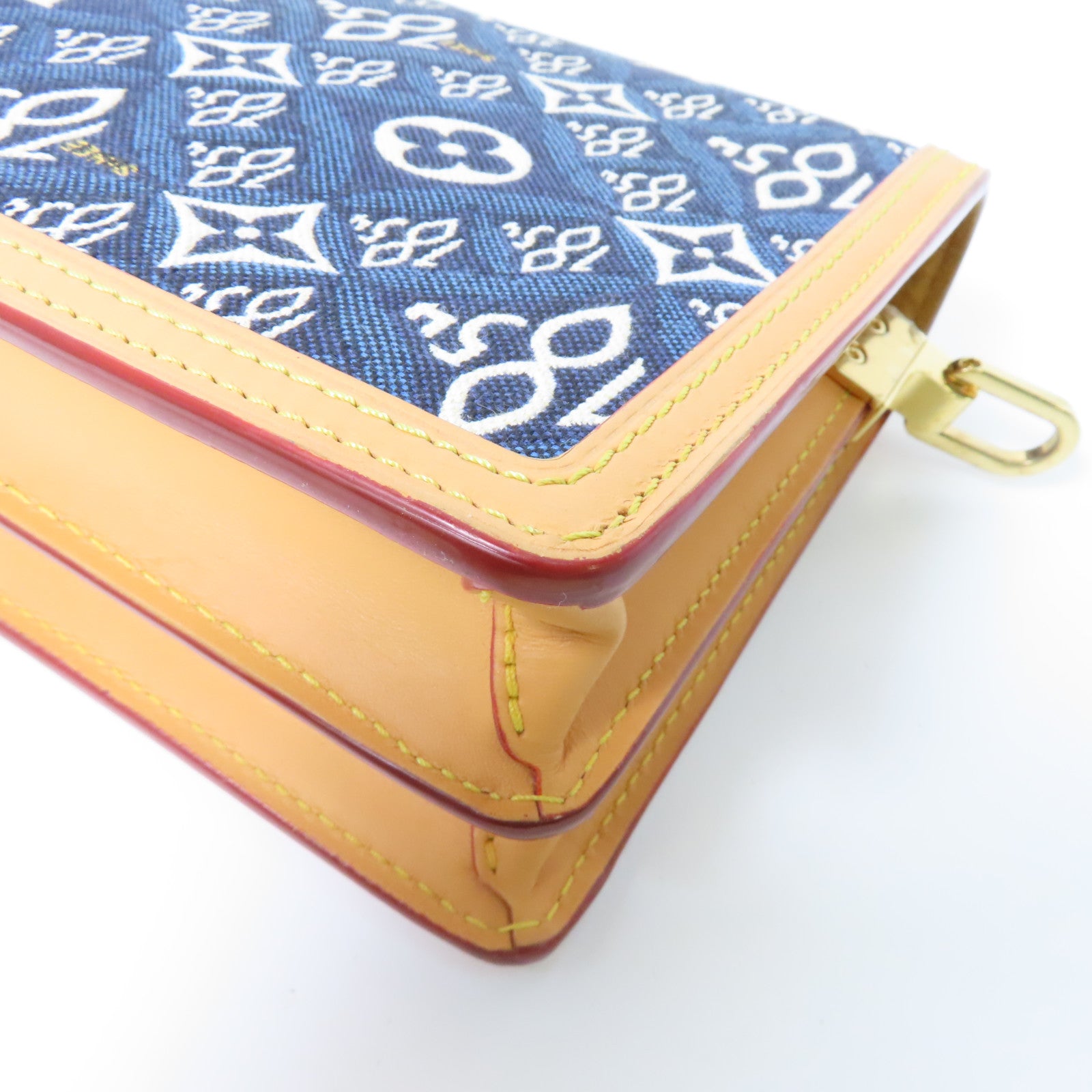 LOUIS VUITTON Monogram Jacquard Since 1854 Dauphine Mini金扣肩背袋藍色/啡色