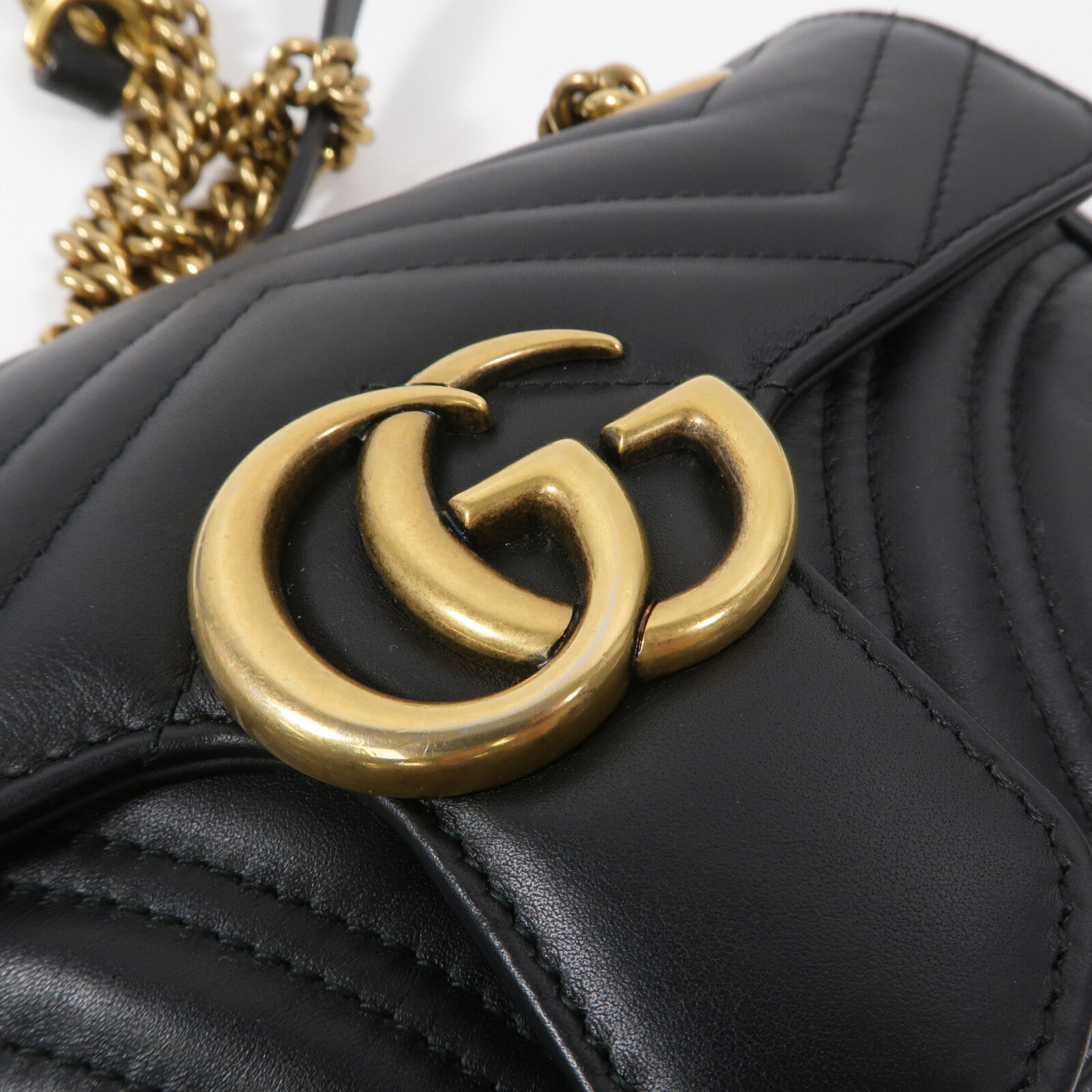 GUCCI 牛皮皮革GG Marmont鏈帶肩背袋