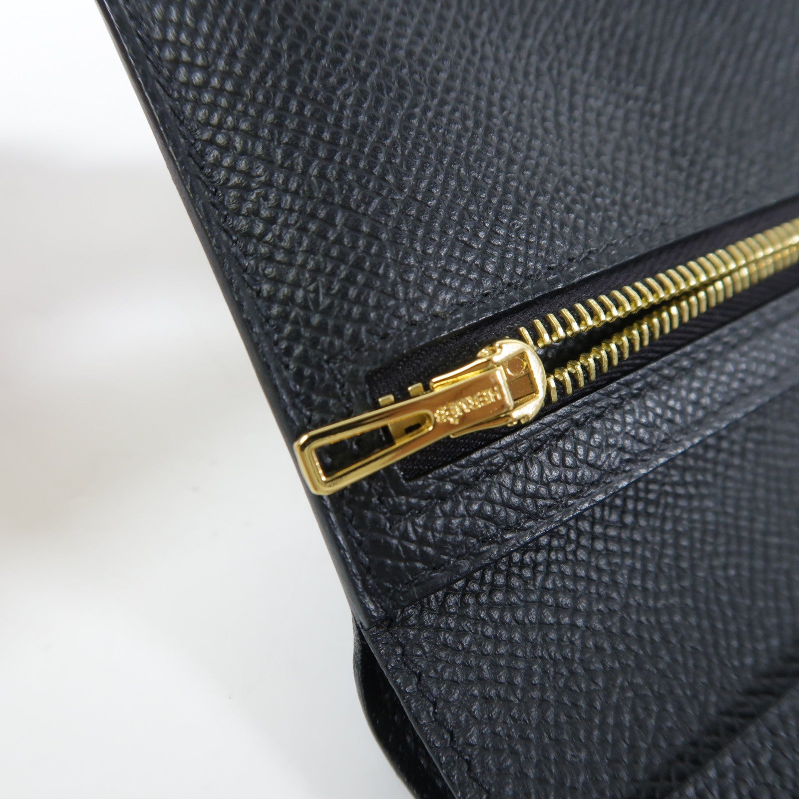 HERMES Epsom皮革Bearn Compact金扣錢包Noir