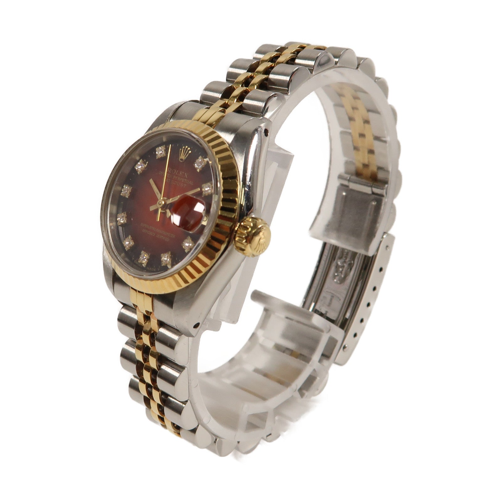 ROLEX 【激減優惠】Datejust 26mm 18K黃金/不鏽鋼自動機芯手錶紅色