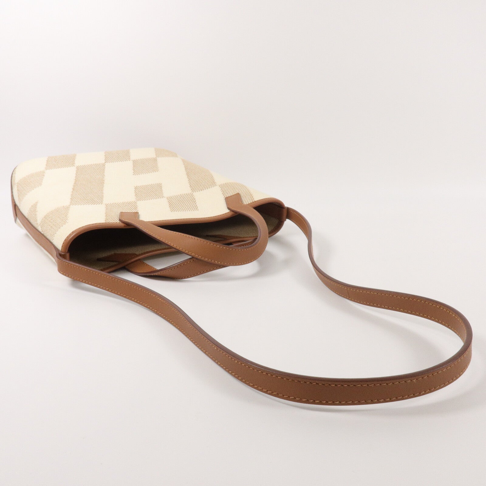 HERMES 帆布Cabas H En Biais 27手挽肩背兩用袋Gold/Beige