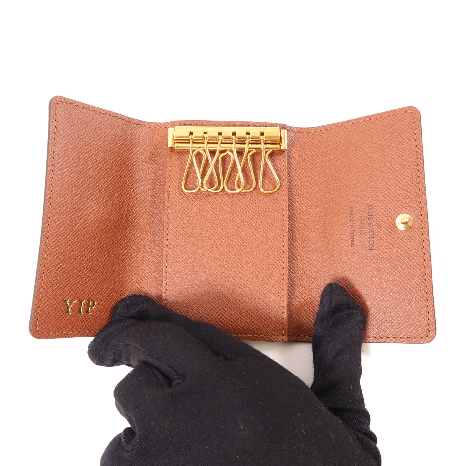 LOUIS VUITTON Monogram 6 Key Holder金扣鎖匙包棕色