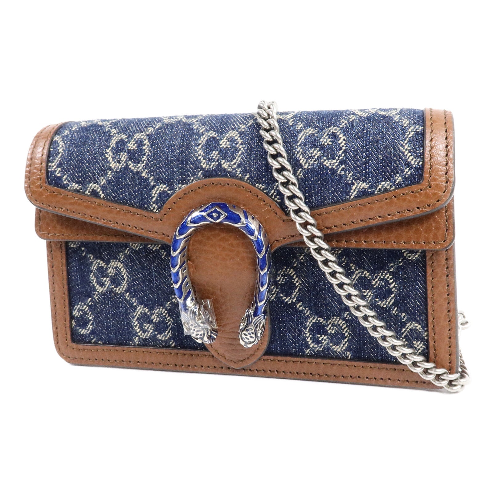 GUCCI 牛仔布Dionysus Super Mini鏈帶肩背袋