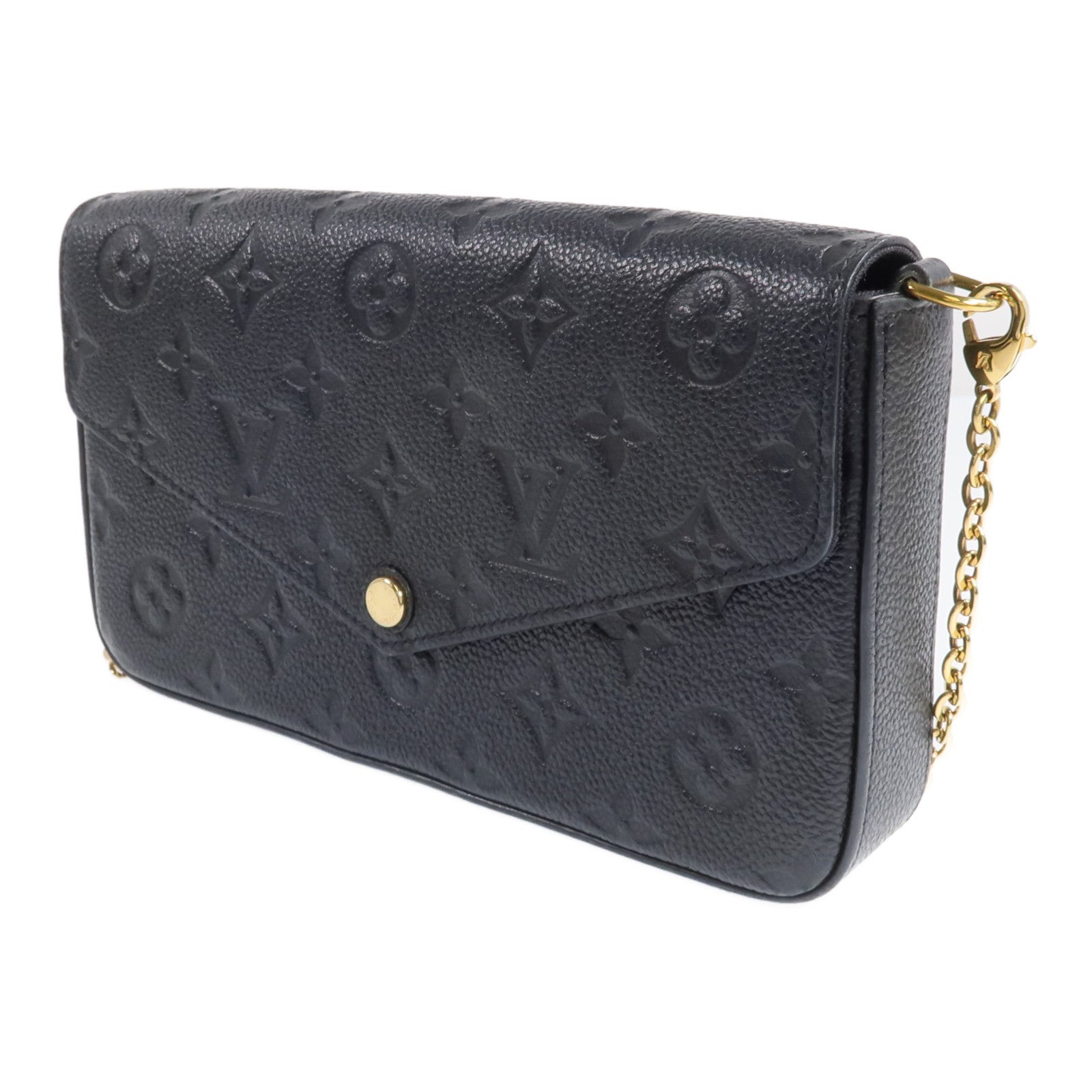 LOUIS VUITTON Monogram Empreinte Felicie Pochette金扣鏈帶肩背袋