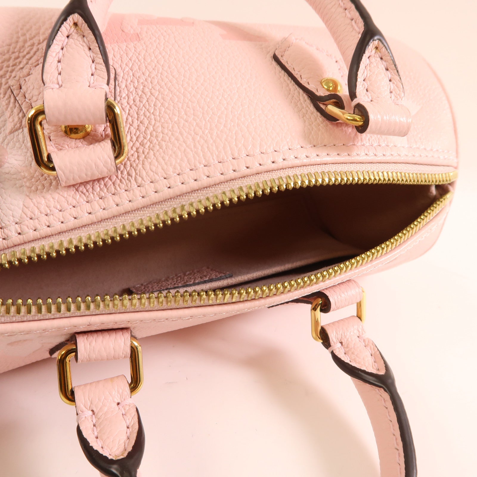 LOUIS VUITTON Mono Empreinte Papillon BB金扣手挽肩背兩用袋粉紅色