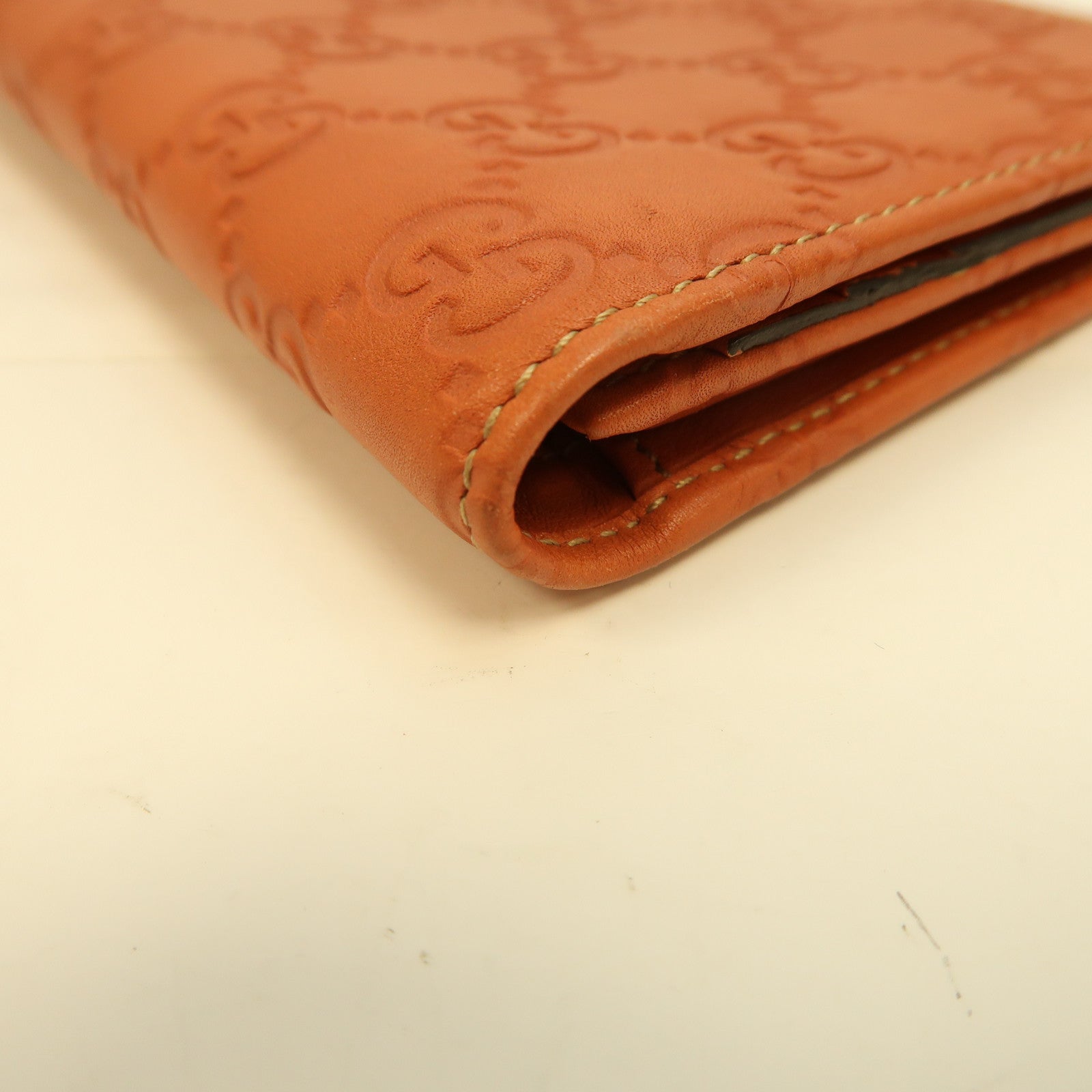 GUCCI 牛皮皮革Long Wallet金扣長錢包橙色