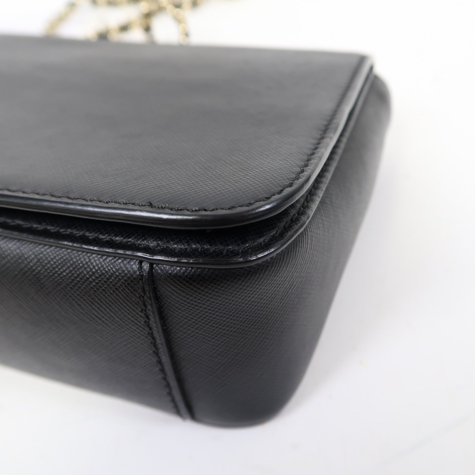 Tory Burch 皮革Chain Shoulder銀扣鏈帶肩背袋黑色