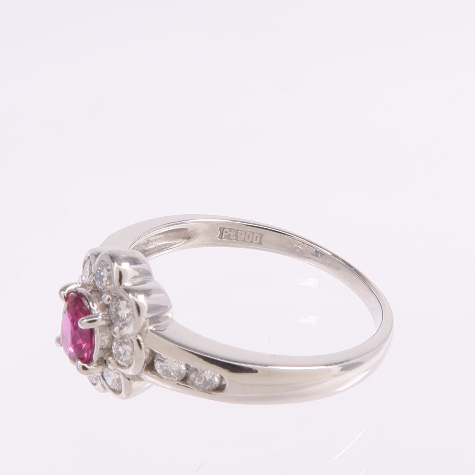 JEWELRY 【激減優惠】PT900鉑金Ruby Diamond Ring紅寶石/鑽石戒指US#7.25
