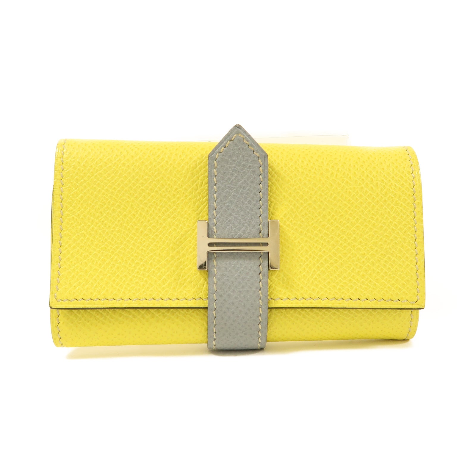 HERMES Epsom皮革Bearn Key Holder銀扣鎖匙包Lime