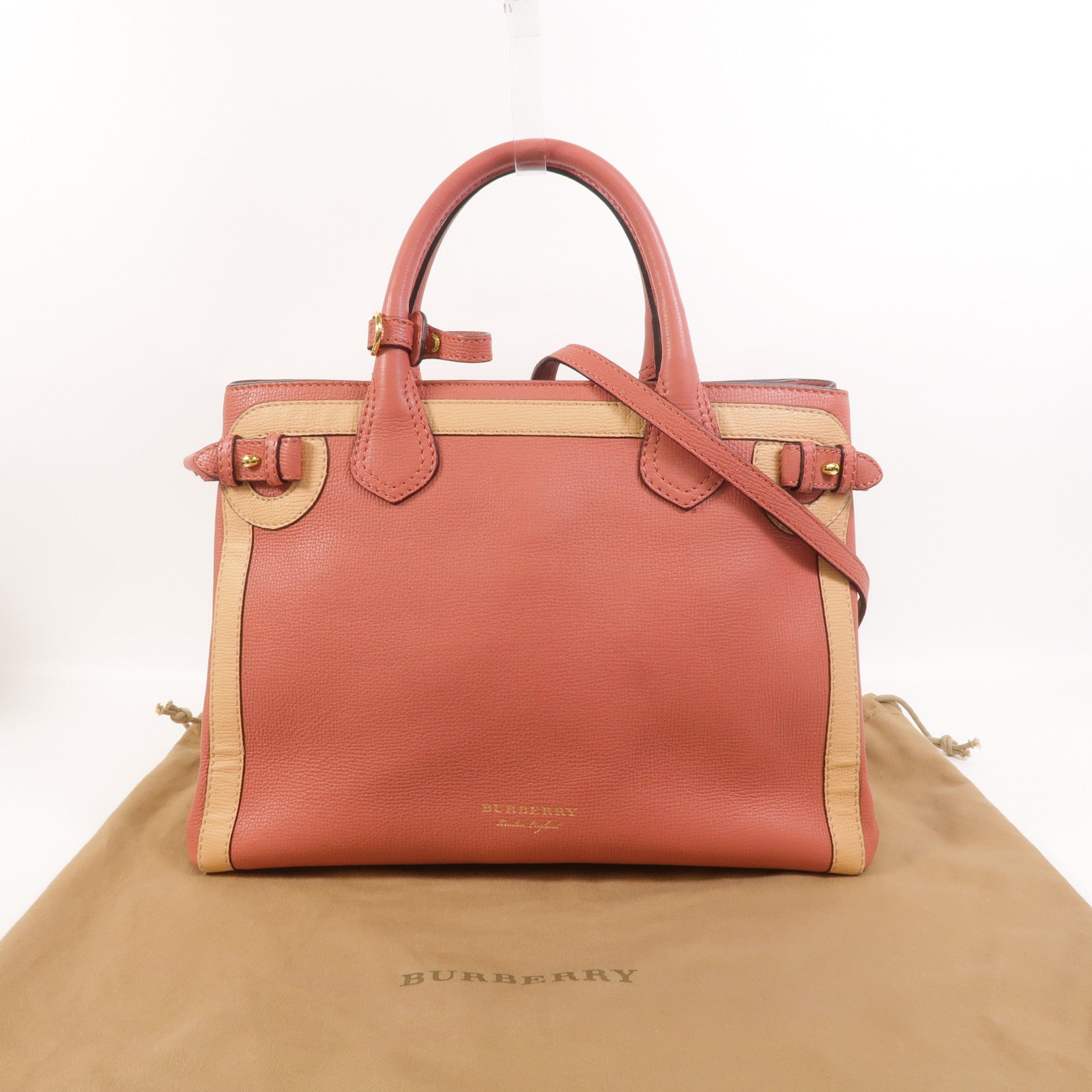 BURBERRY 牛皮皮革Banner Tote Medium手挽肩背兩用袋