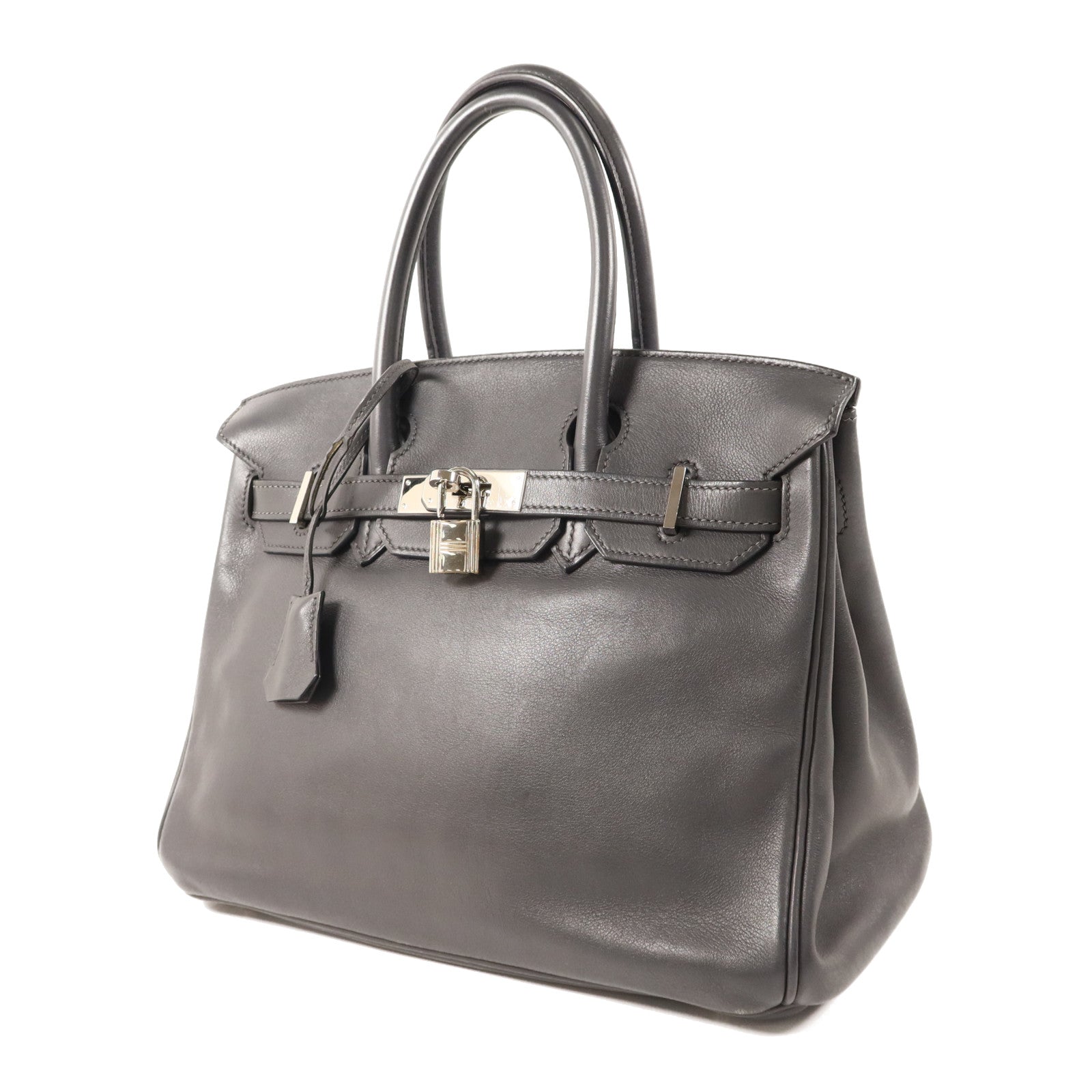 HERMES Swift皮革Birkin 30銀扣手挽袋Graphite