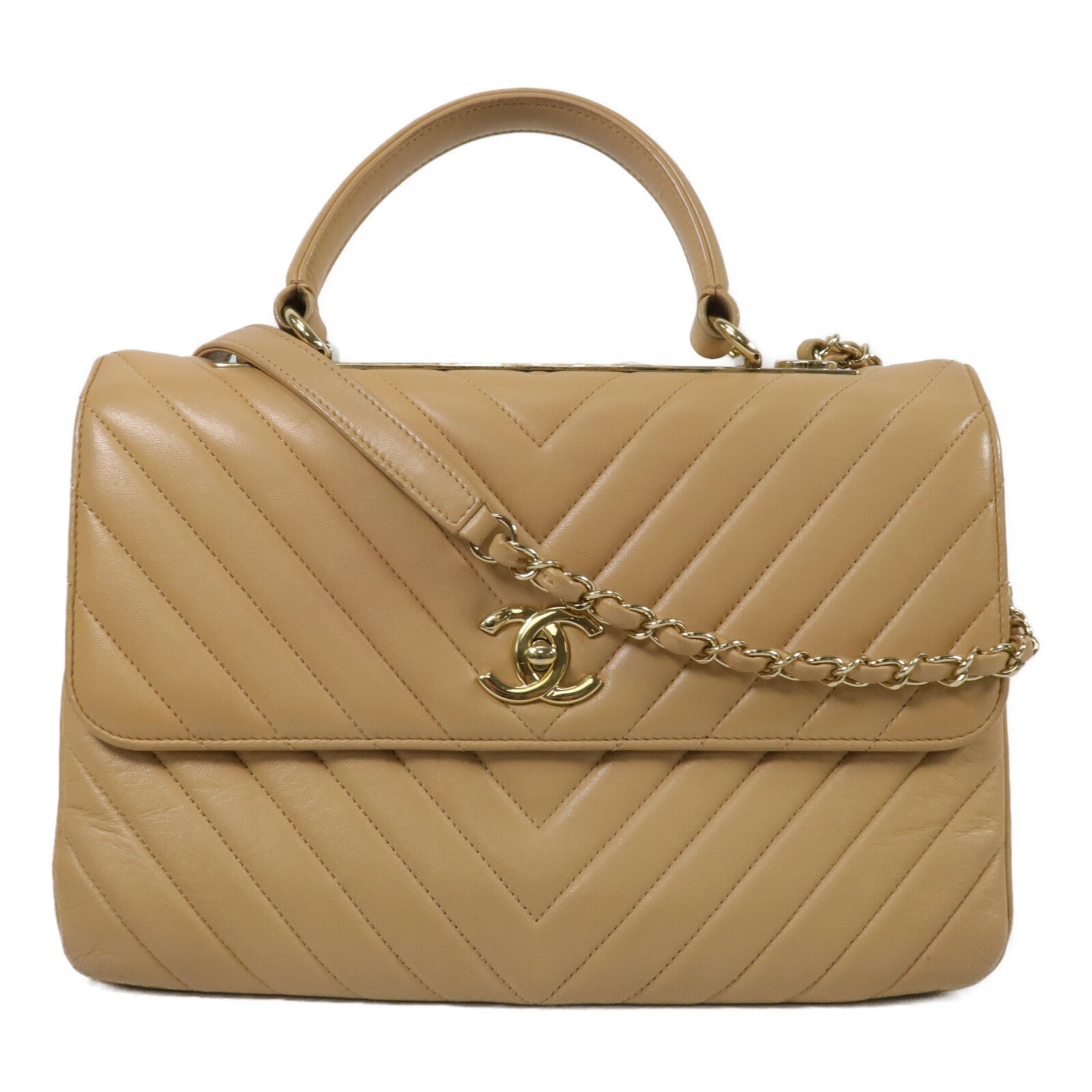 CHANEL 羊皮皮革Trendy CC鏈帶手挽肩背兩用袋