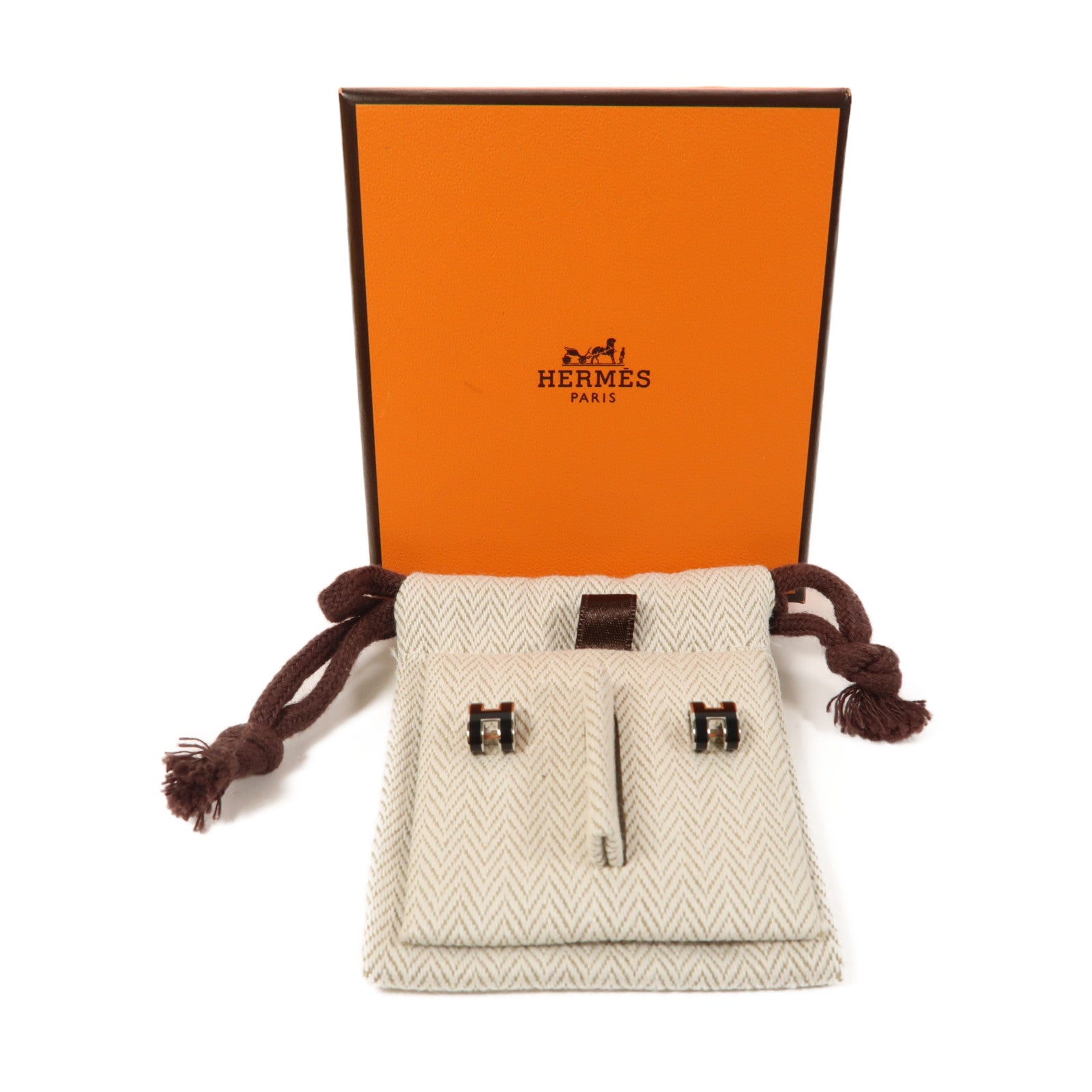 HERMES 金屬Mini Pop Earrings耳環黑色