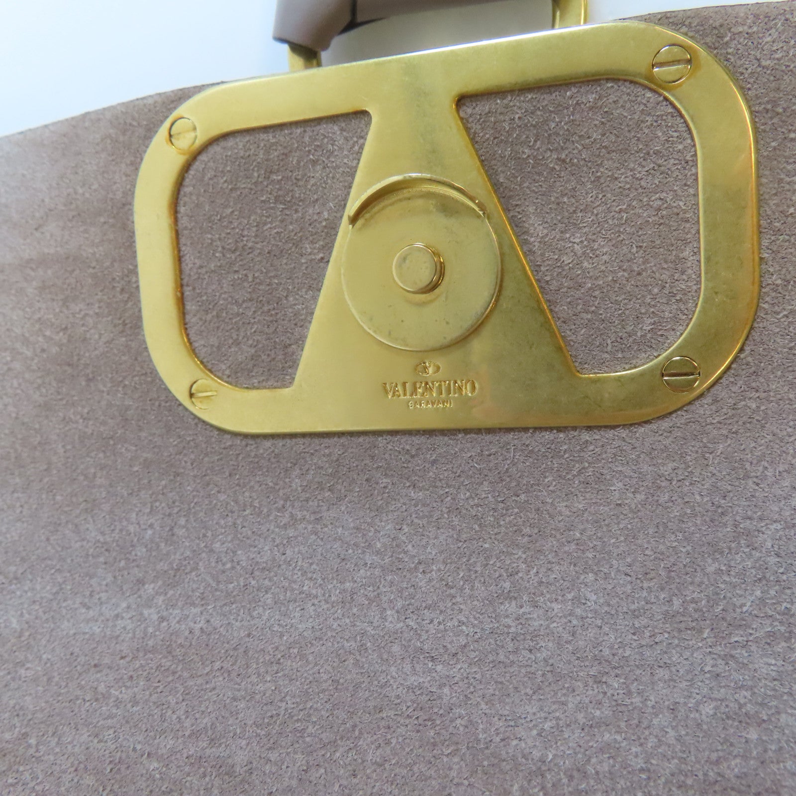 Valentino 牛皮皮革V Ring 2 Way Shoulder Bag金扣手挽肩背兩用袋灰色