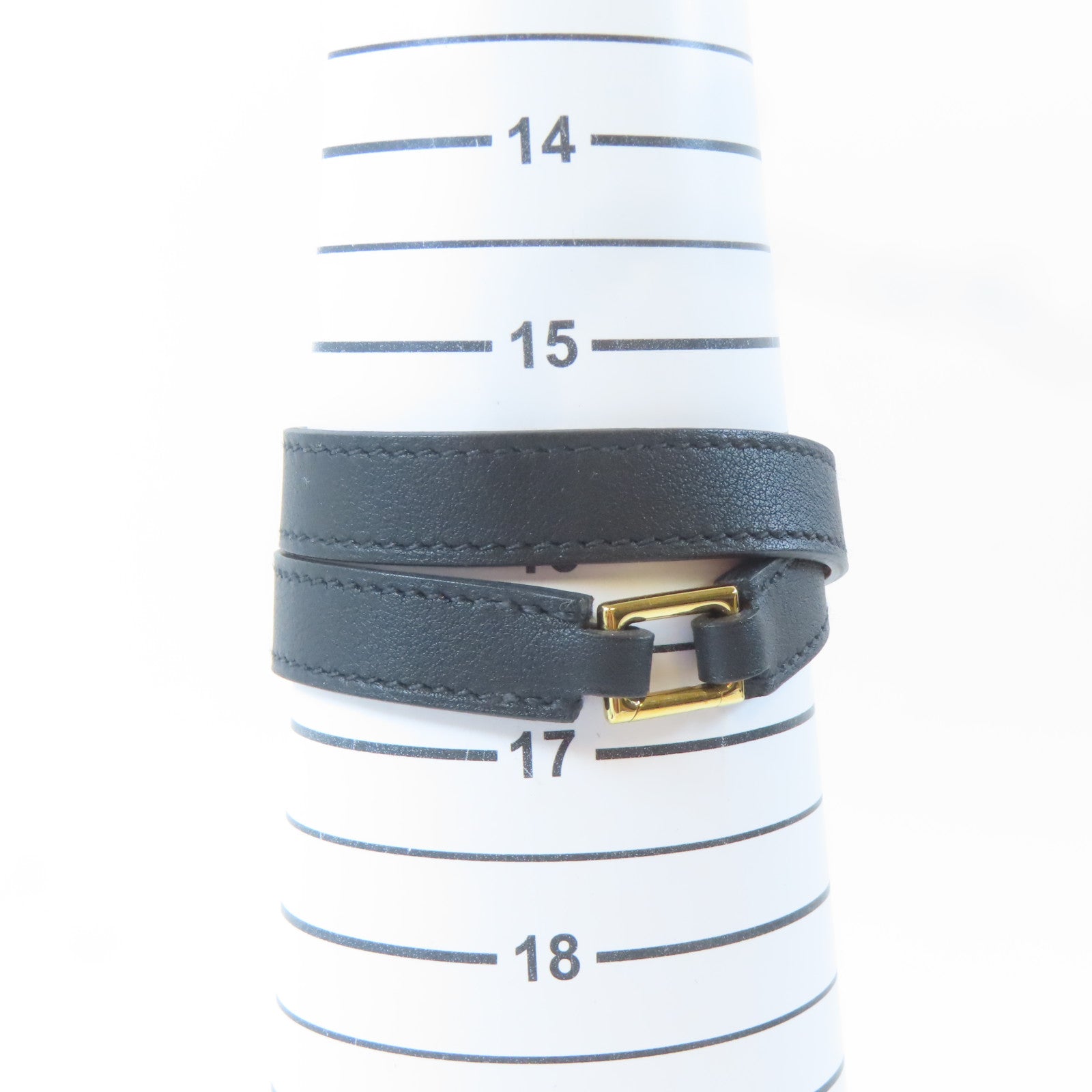 HERMES Swift皮革O'Kelly Bracelet金扣手鐲黑色