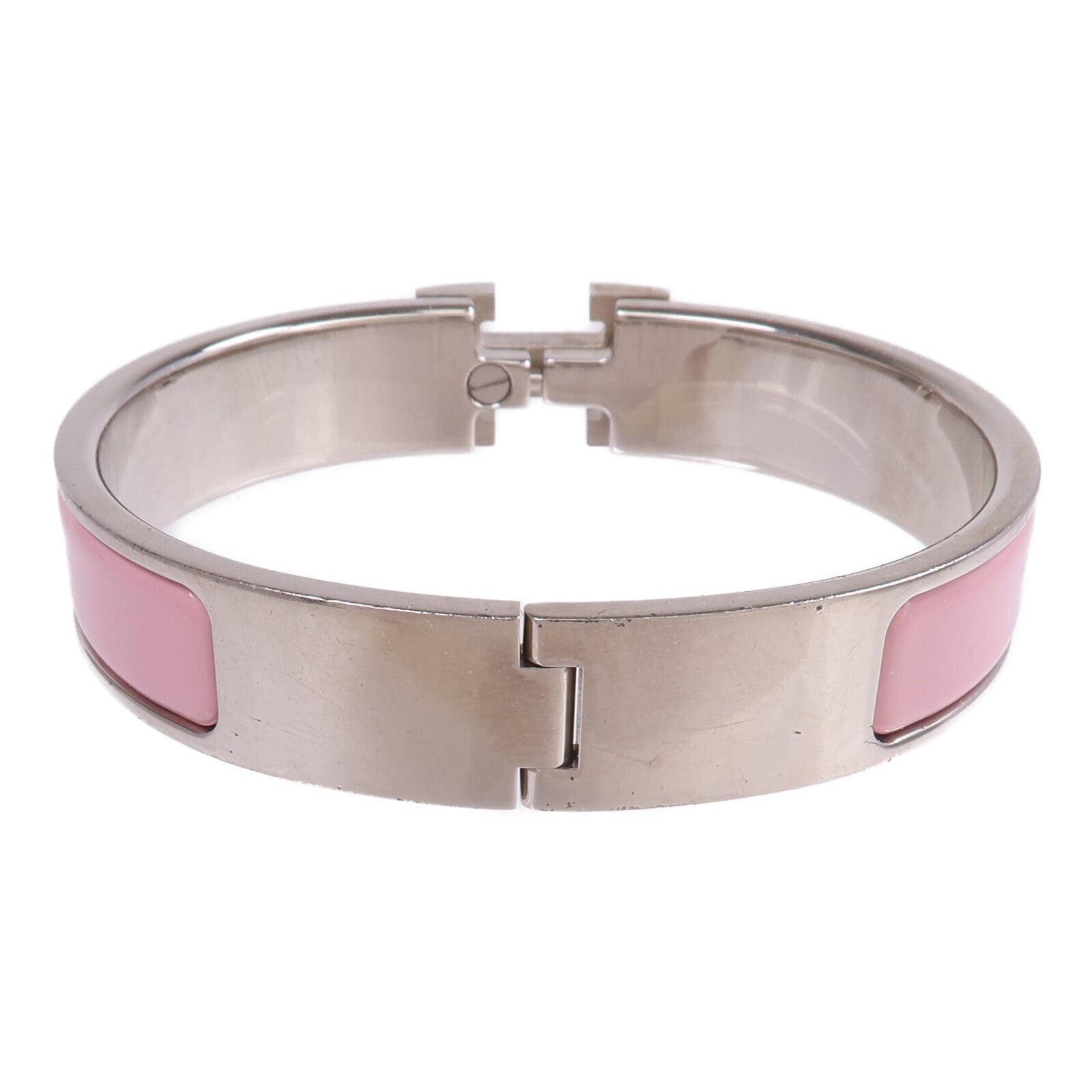 HERMES 金屬/琺瑯Clic H Bracelet銀扣手鐲