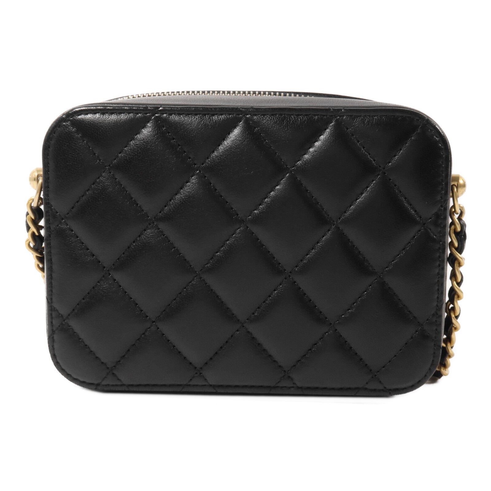 CHANEL 羊皮皮革Mini Vanity with Gold Ball鏈帶肩背袋