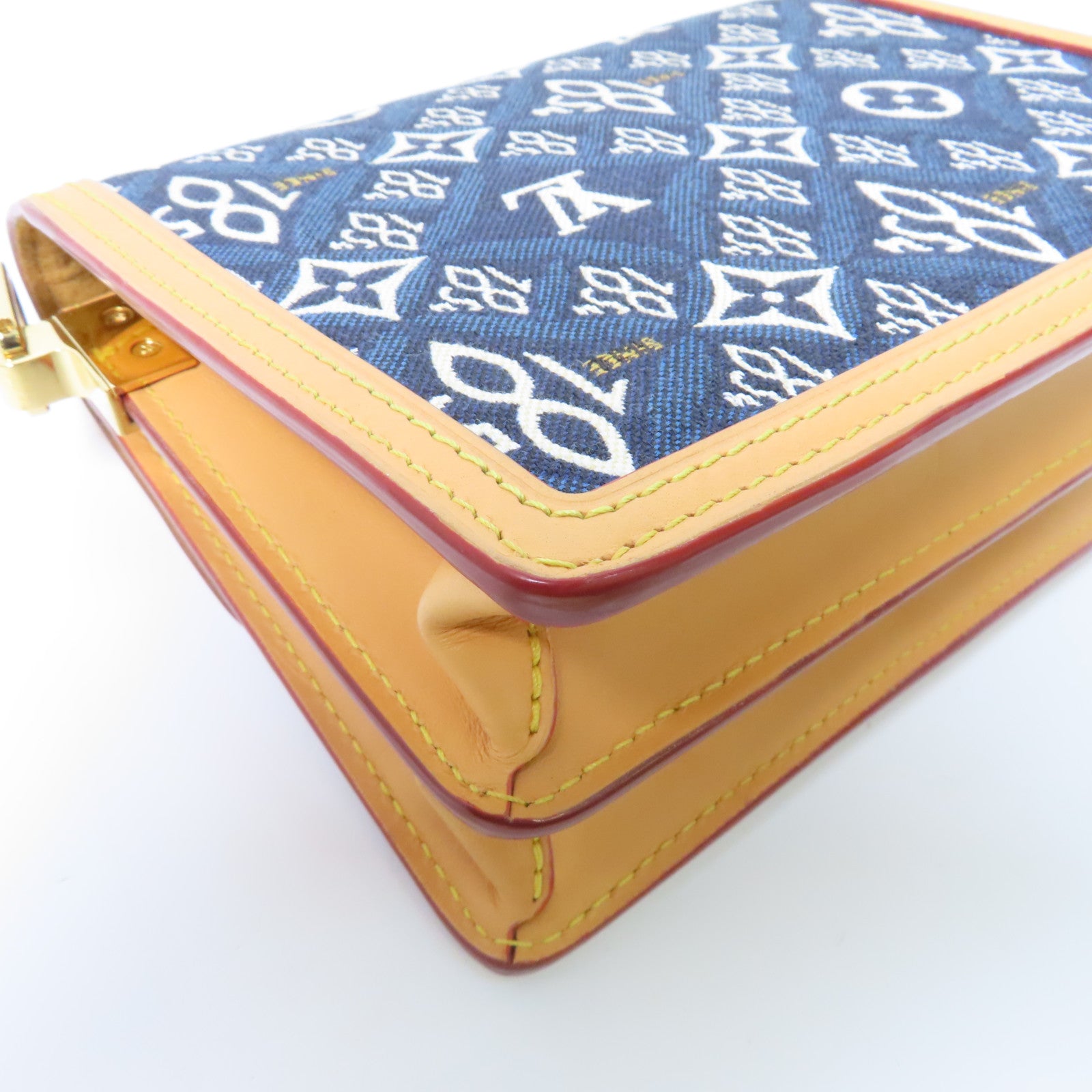 LOUIS VUITTON Monogram Jacquard Since 1854 Dauphine Mini金扣肩背袋藍色/啡色