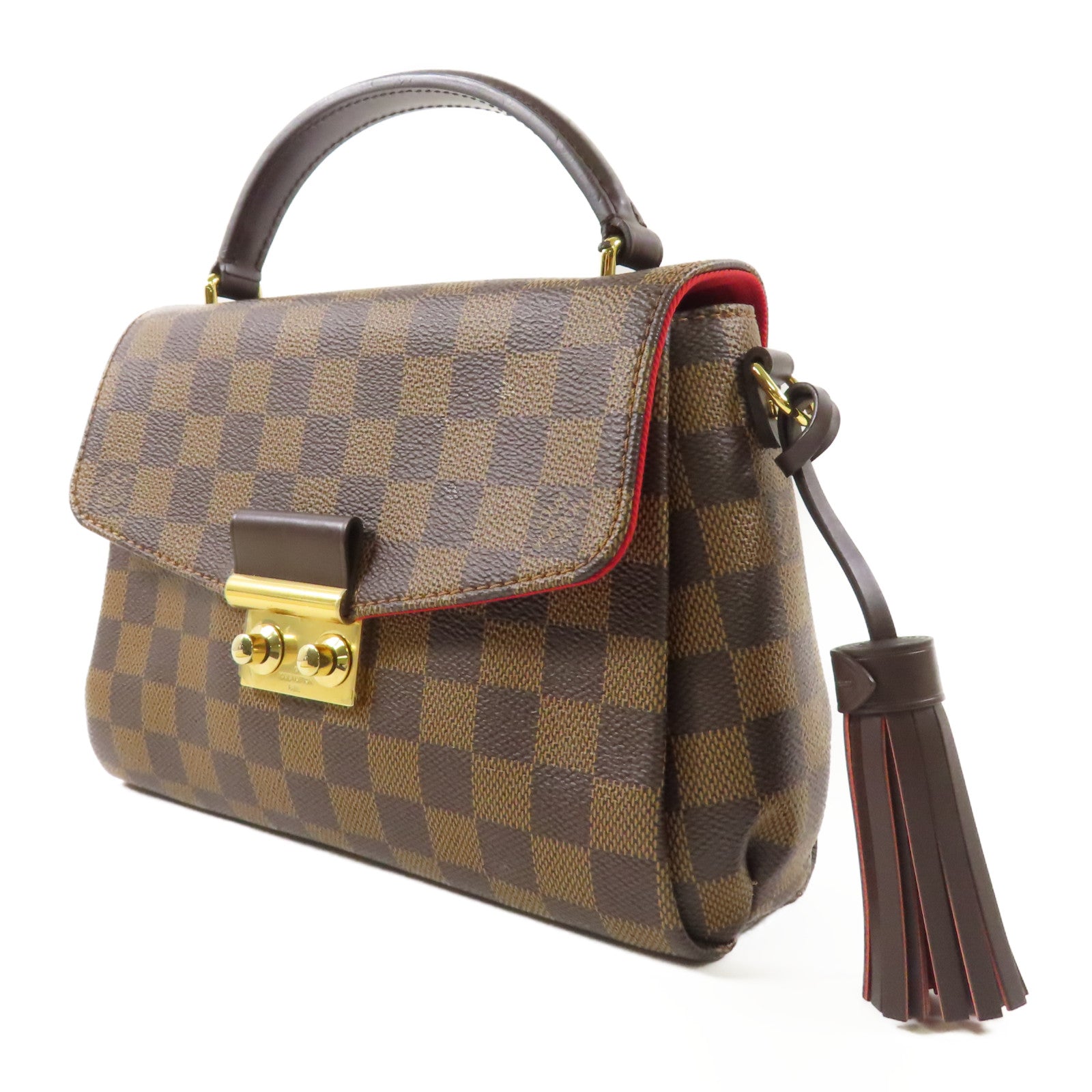 LOUIS VUITTON Damier Croisette金扣手挽袋