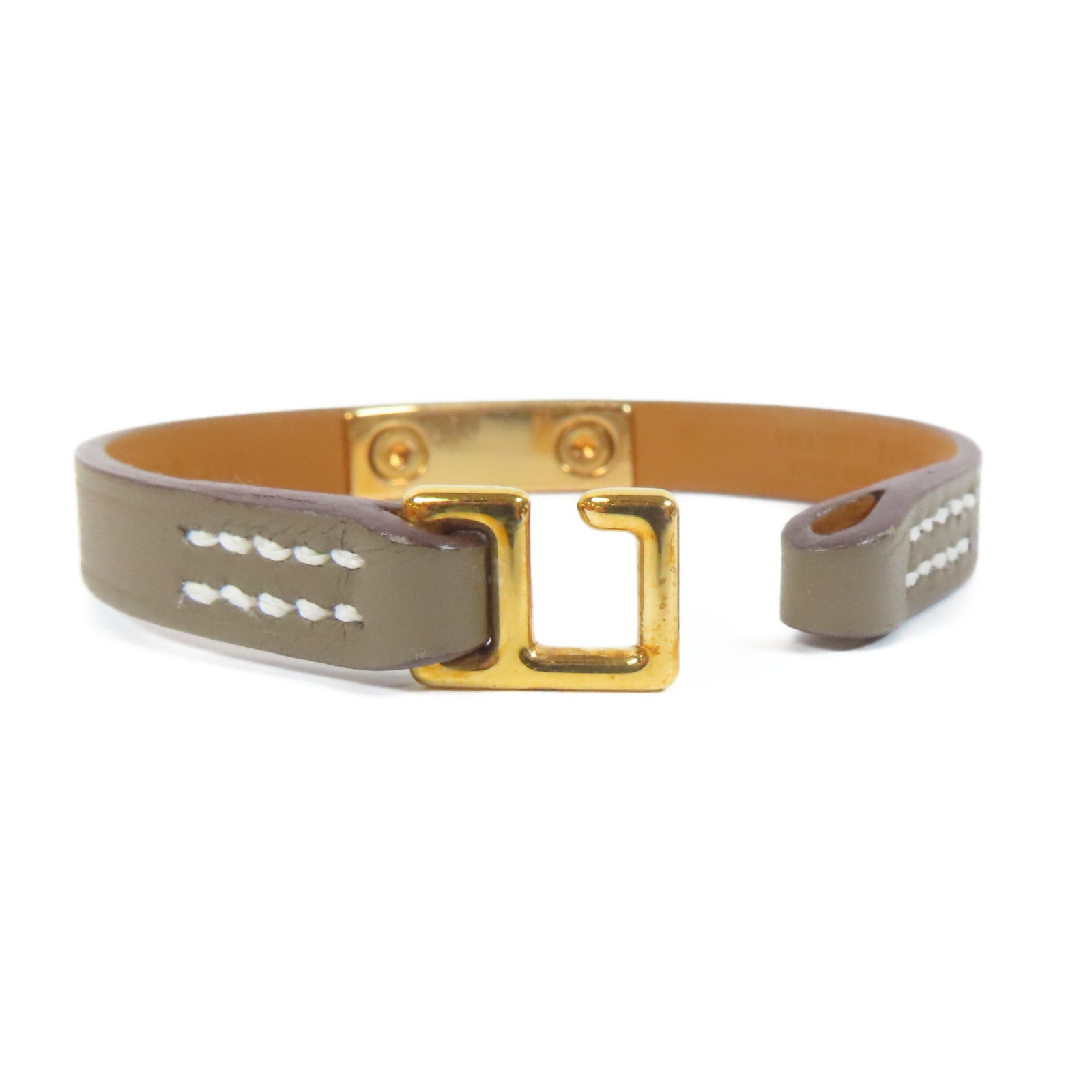 HERMES Swift皮革Rivale Mini Bracelet手鐲Etoupe/灰色
