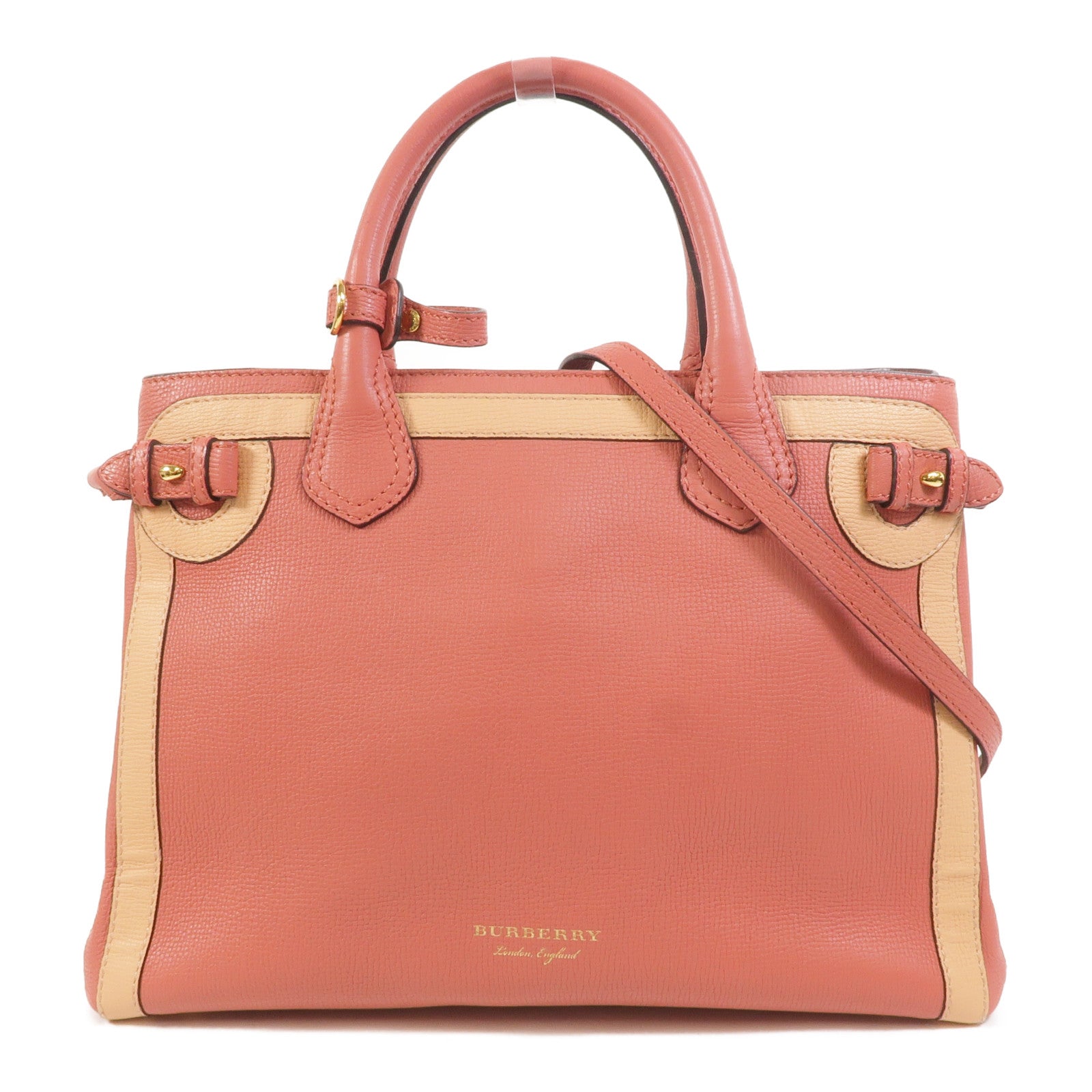 BURBERRY 牛皮皮革Banner Tote Medium手挽肩背兩用袋